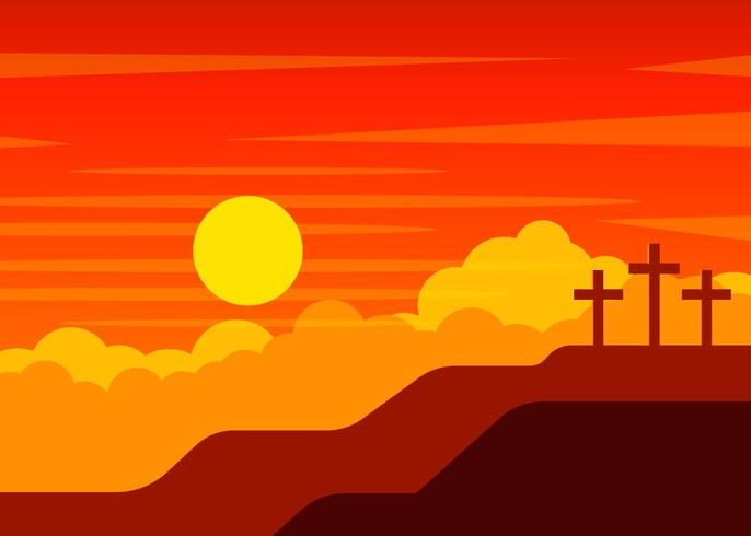 Calvary Scene With Jesus Cross vector