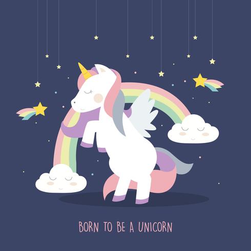 vector de unicornio de dibujos animados