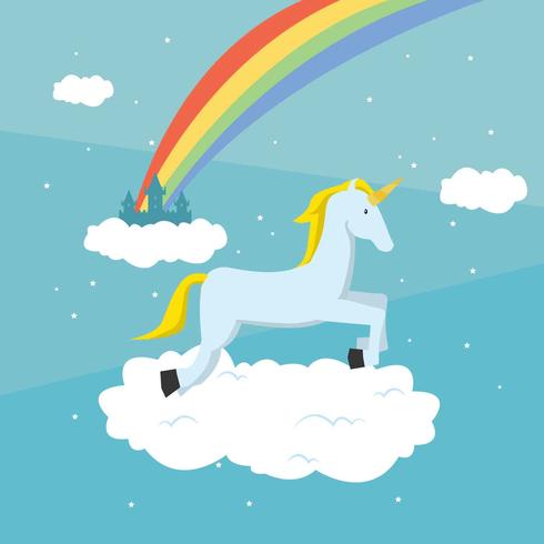 white unicorn On Sky illustration vector