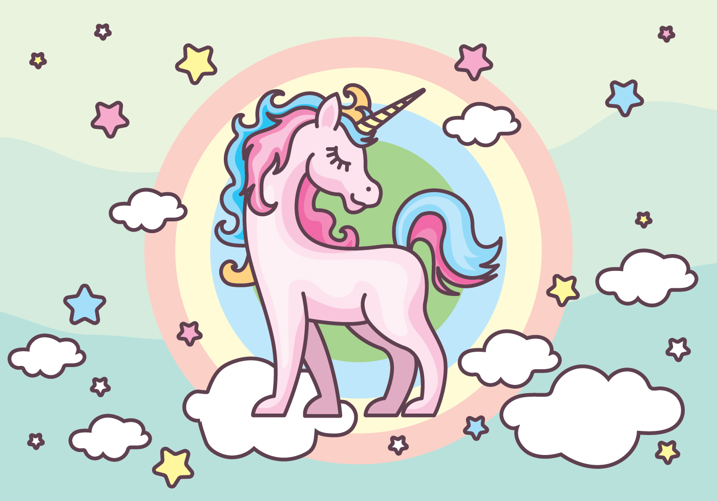 Blue Hair Unicorn Vector - wide 7