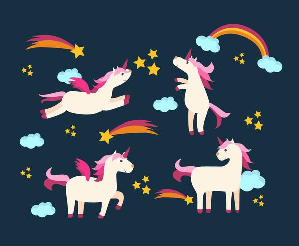 Unicornios en el vector del cielo