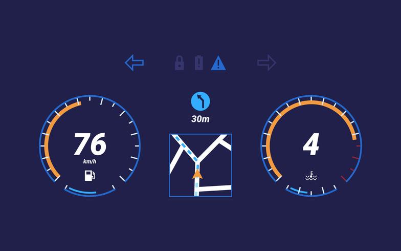 Tablero de instrumentos únicos en el coche UI Vectors