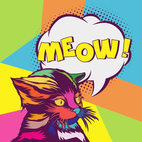 Cat Pop Art Portrait Illustration vector