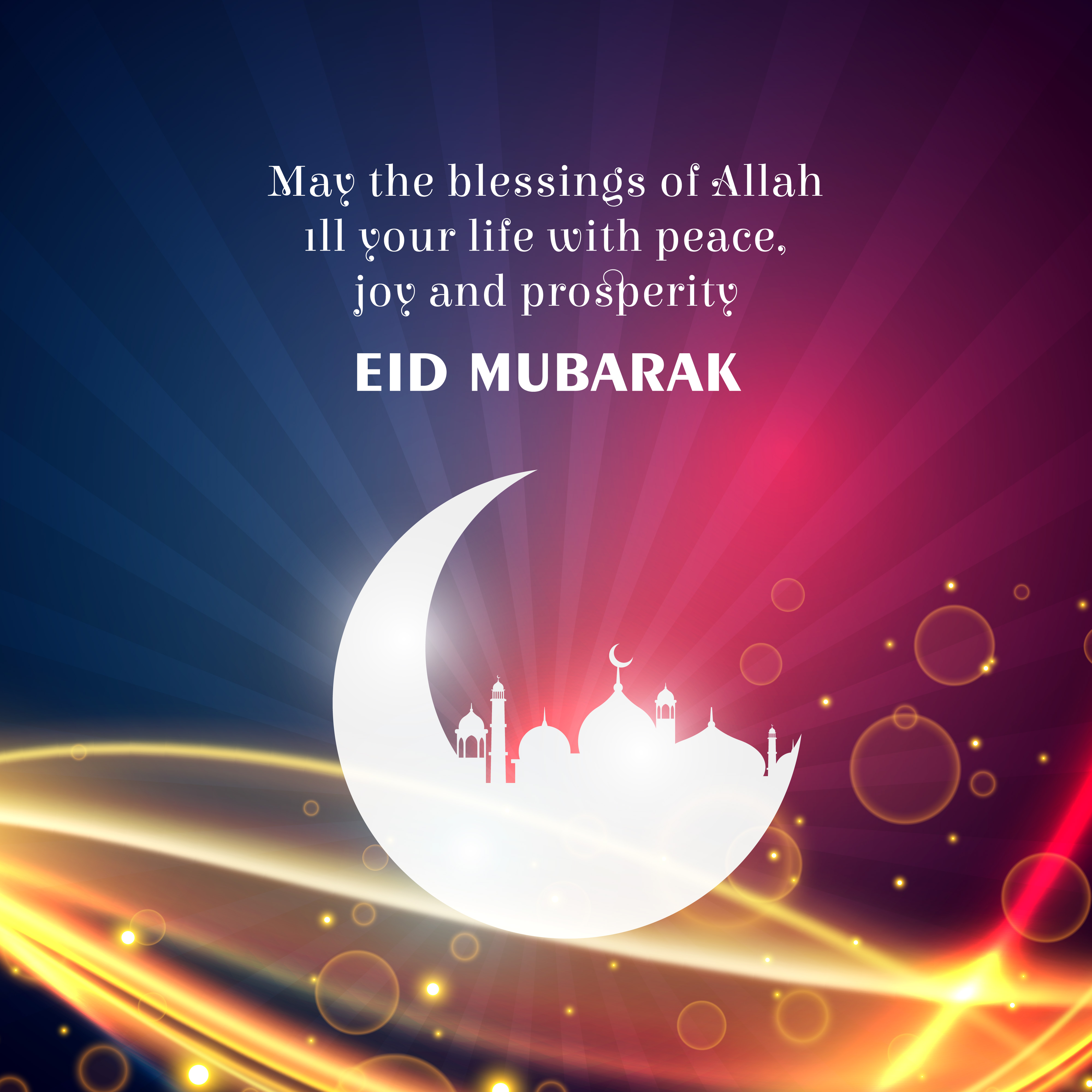 eid mubarak wishes greeting for islamic festival Download Free Vector