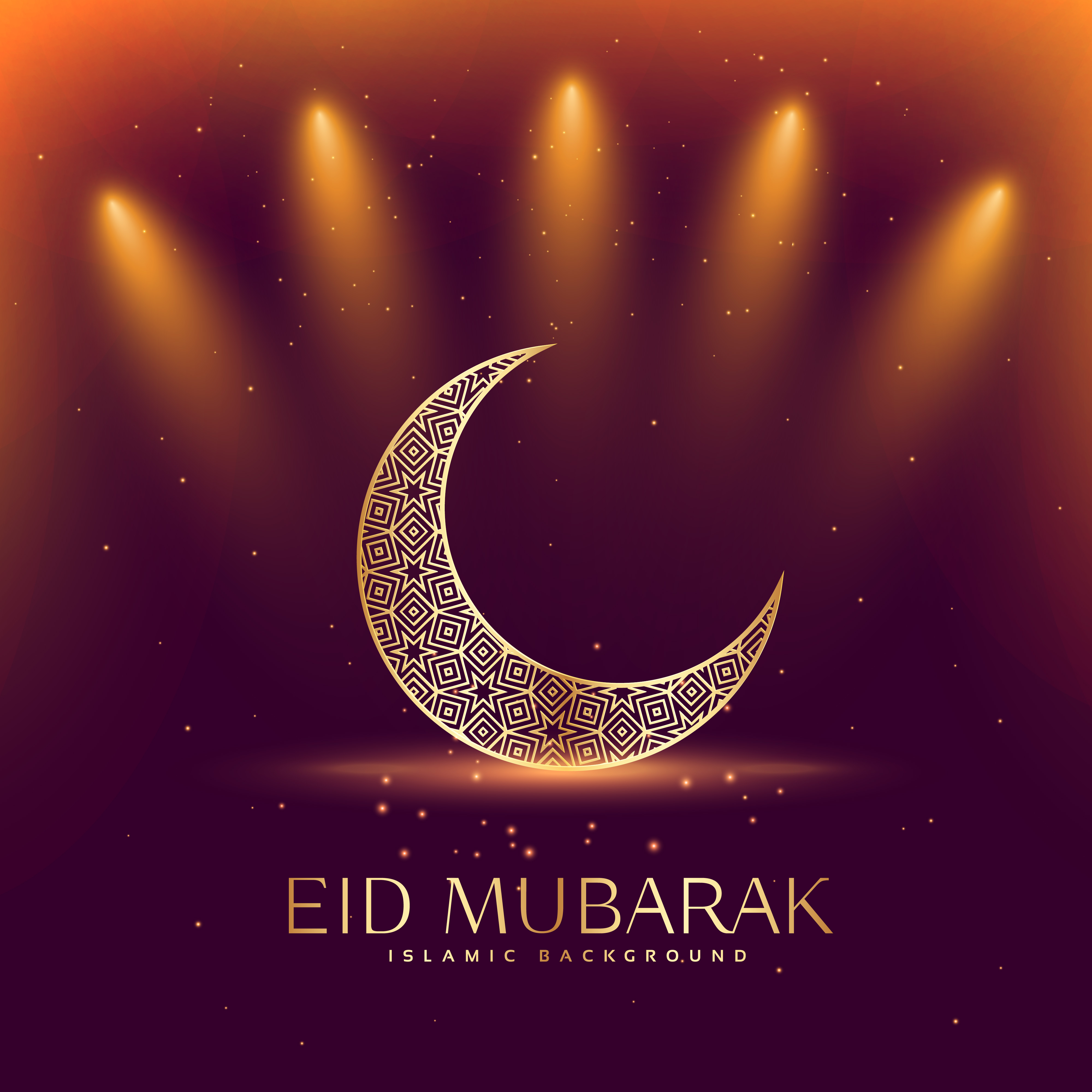 beautiful eid mubarak festival with crescent moon Download Free
