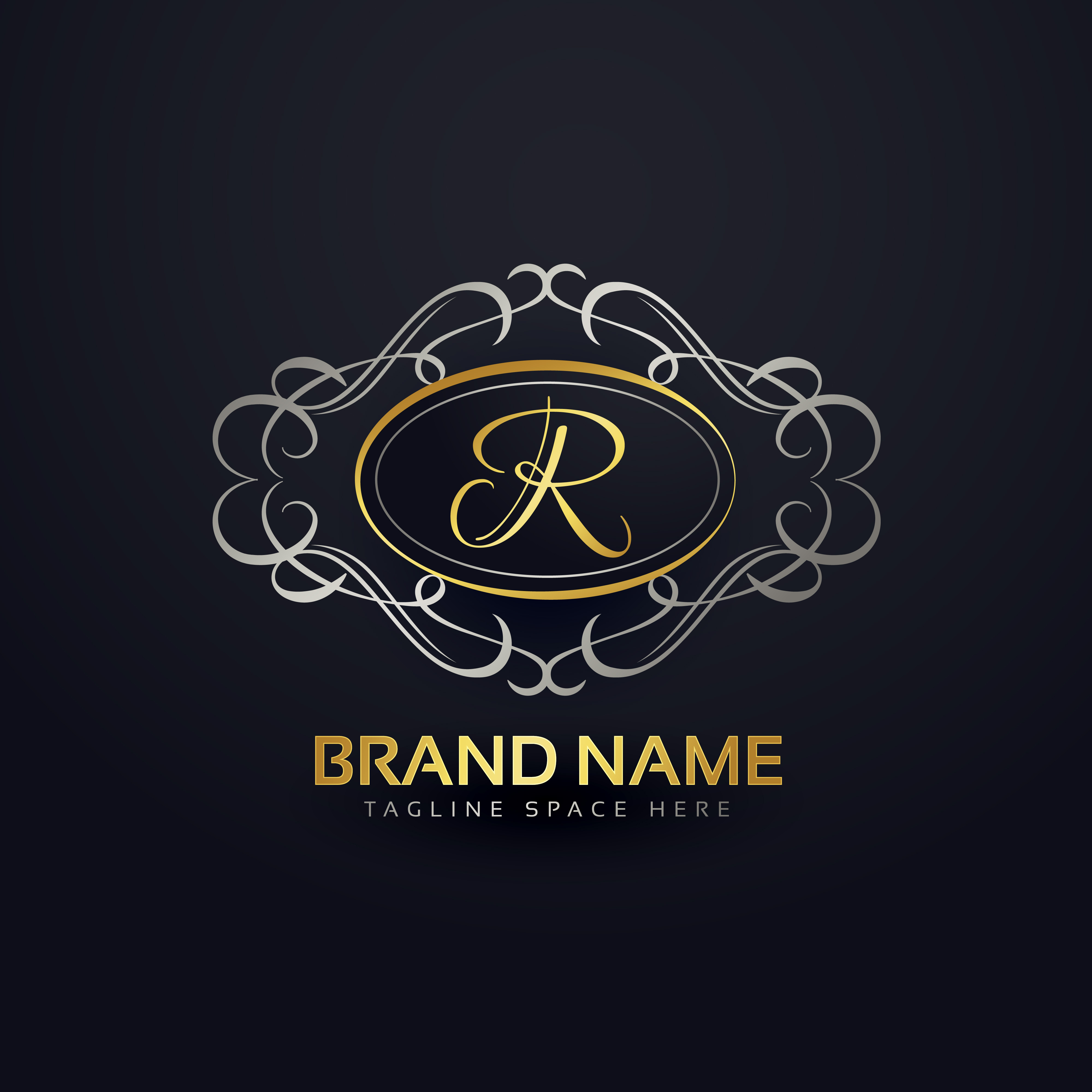 elegant letter R logo design in floral monogram style ...