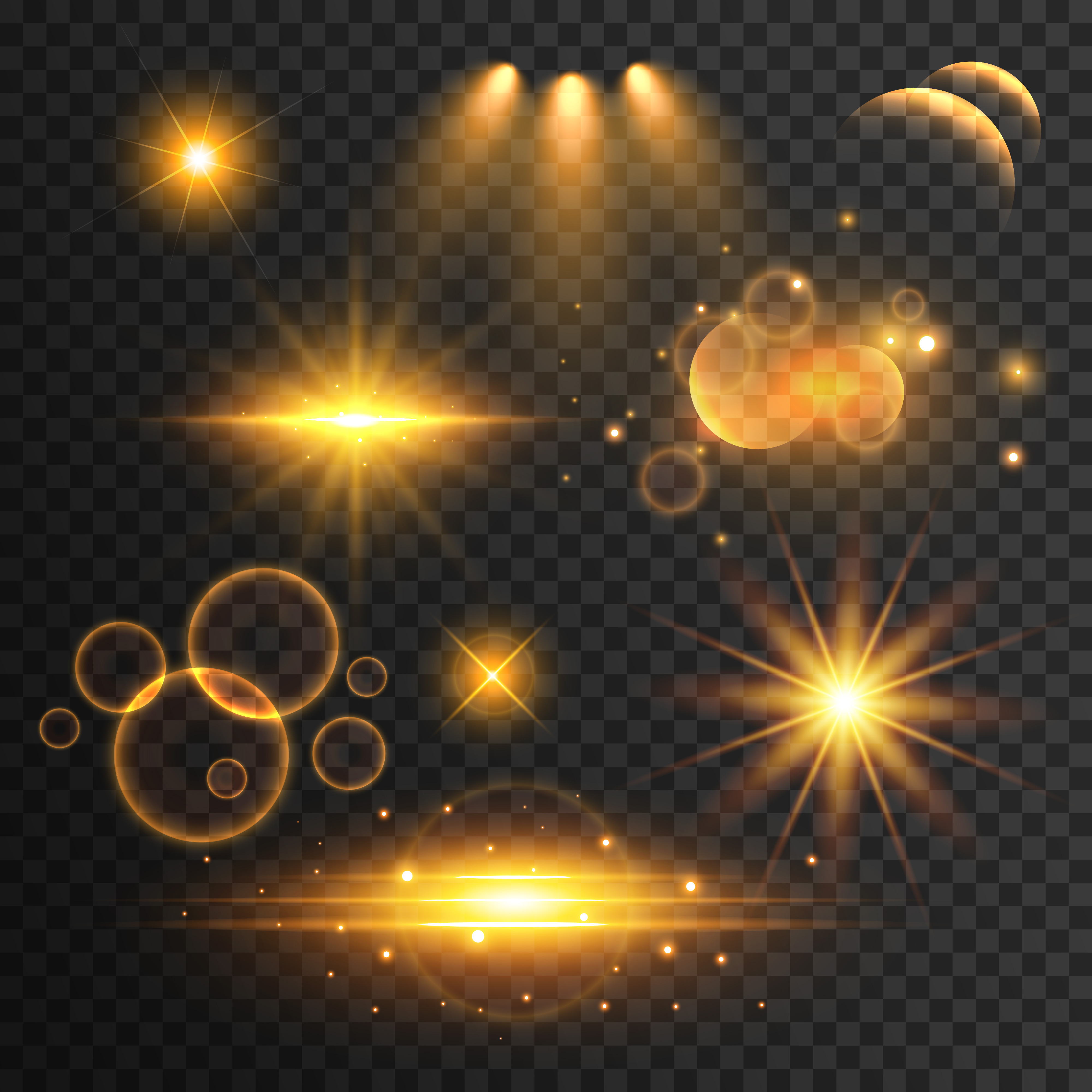 set of transparent lens flare and light effects - Download Free Vector