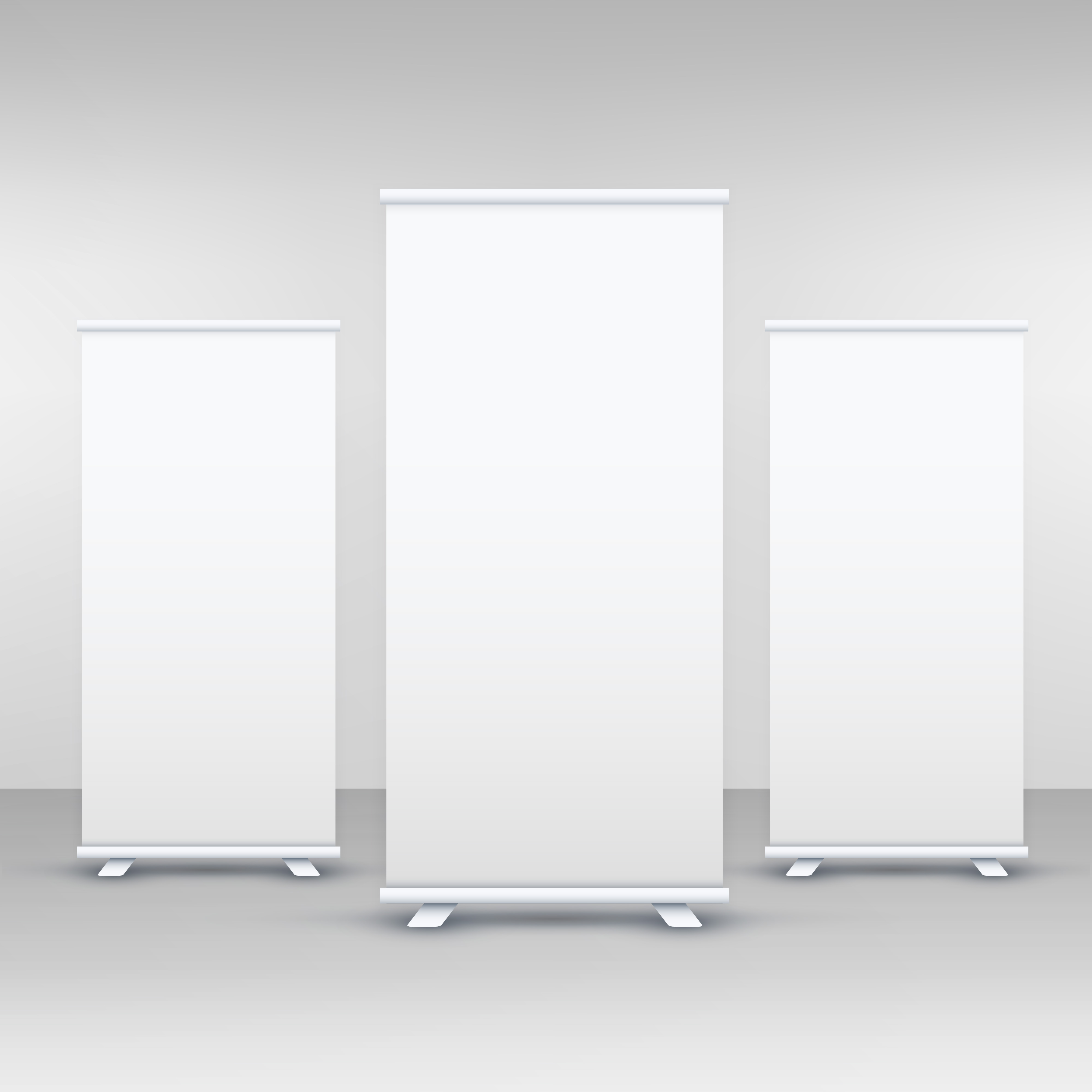 Download three standee or rollup banner display mockup - Download ...