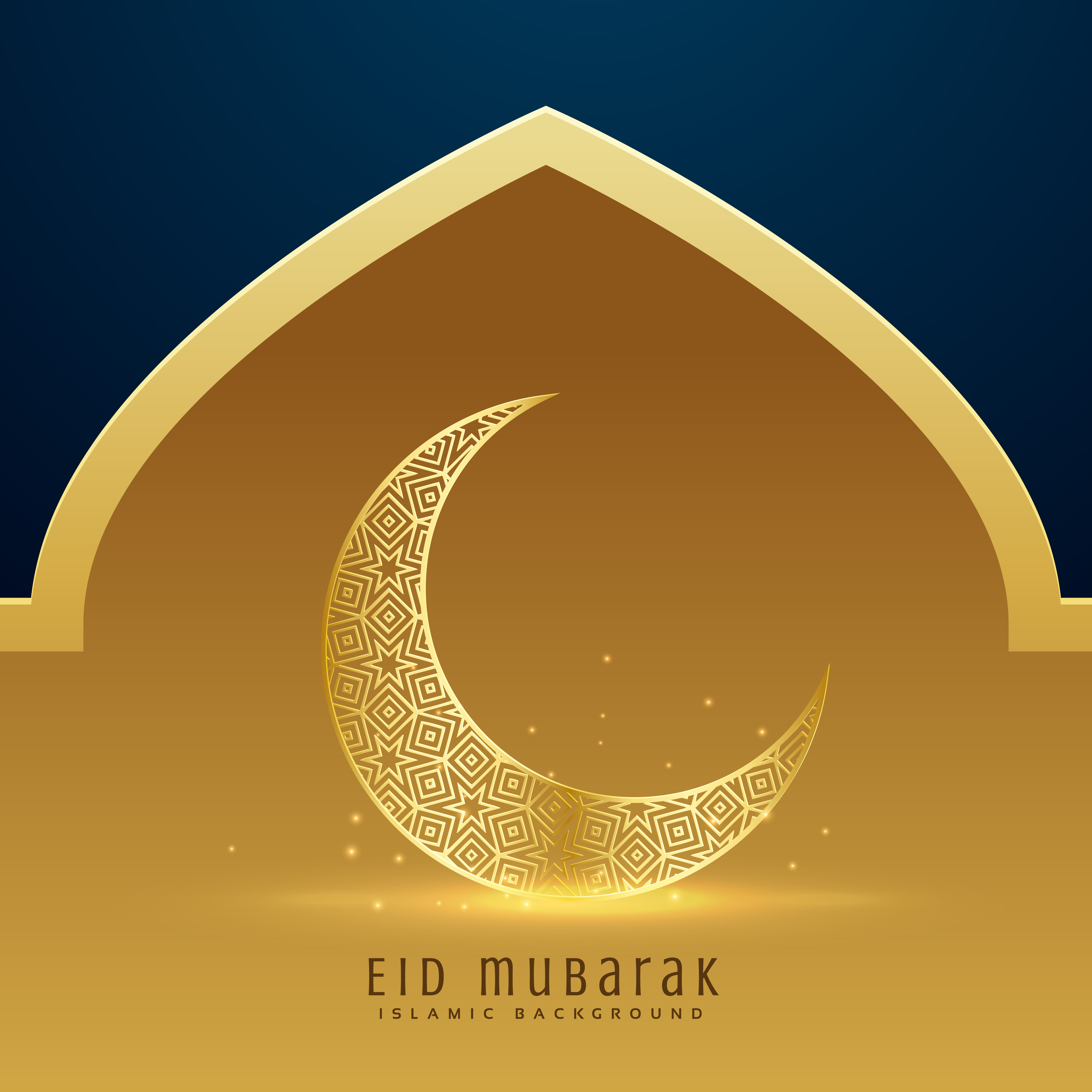 Beautiful golden moon for eid mubarak festival season 