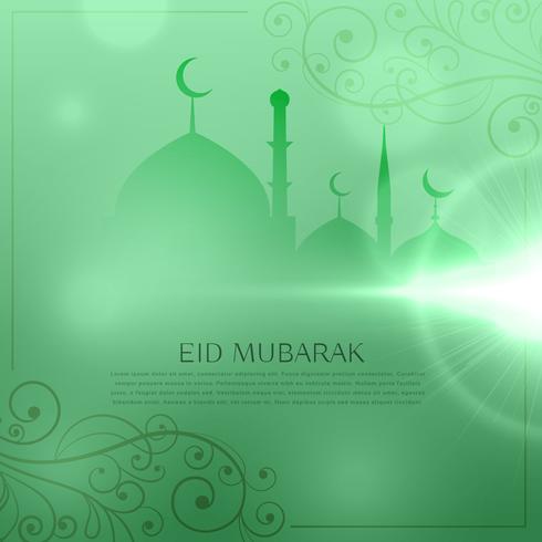 Elegant eid festival greeting design in green background 