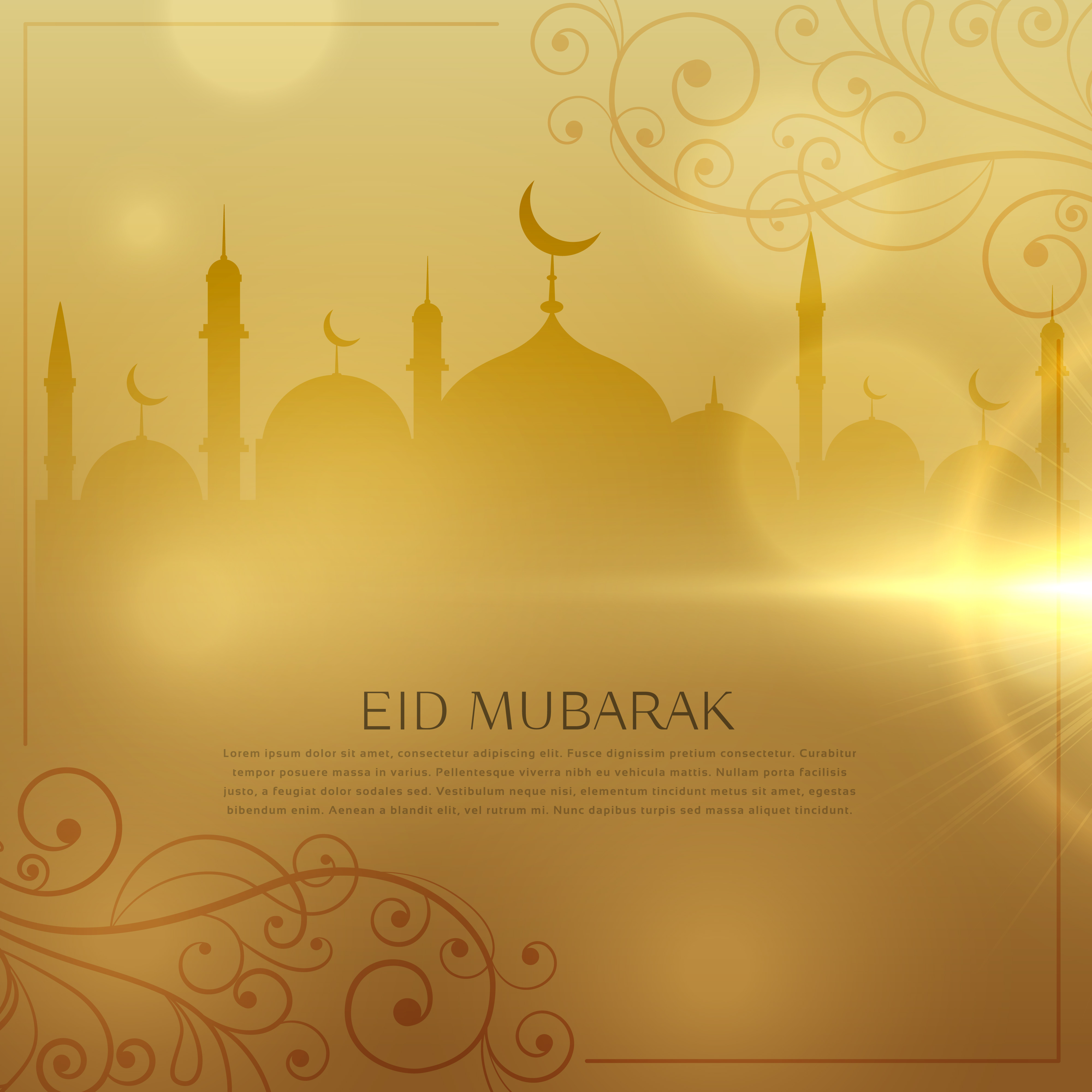 Beautiful golden background for eid mubarak islamic 
