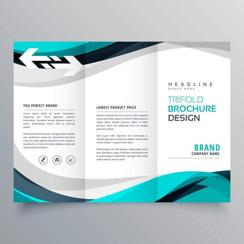 Download trifold brochure design with beautiful blue and gray wave - Download Free Vector Art, Stock ...