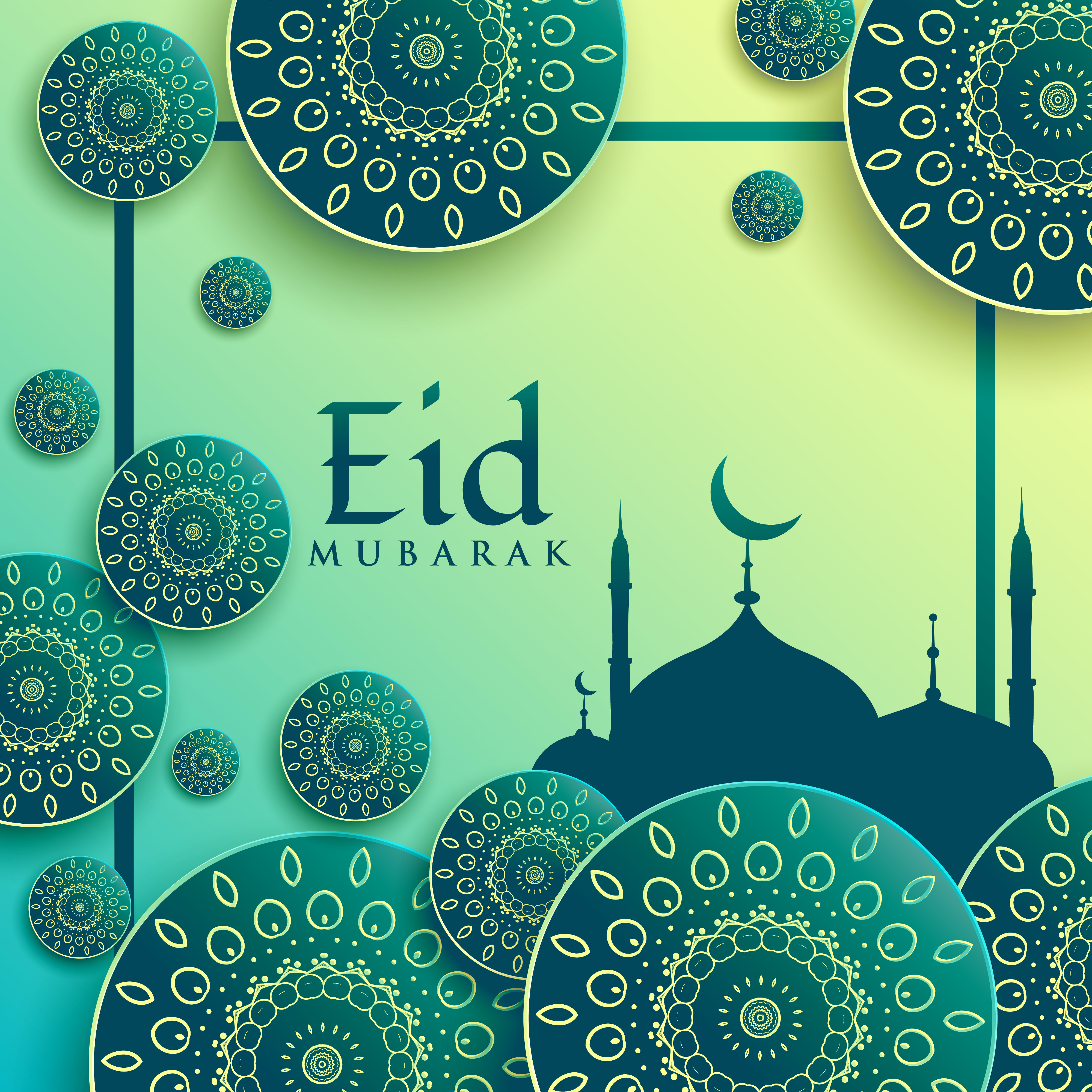 Creative eid festival greeting background with islamic 