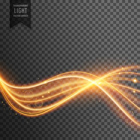 abstract golden lens flare transparent light effect with wavy li