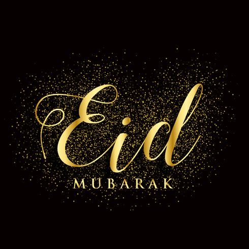 Golden eid mubarak text with glitter effect - Download 