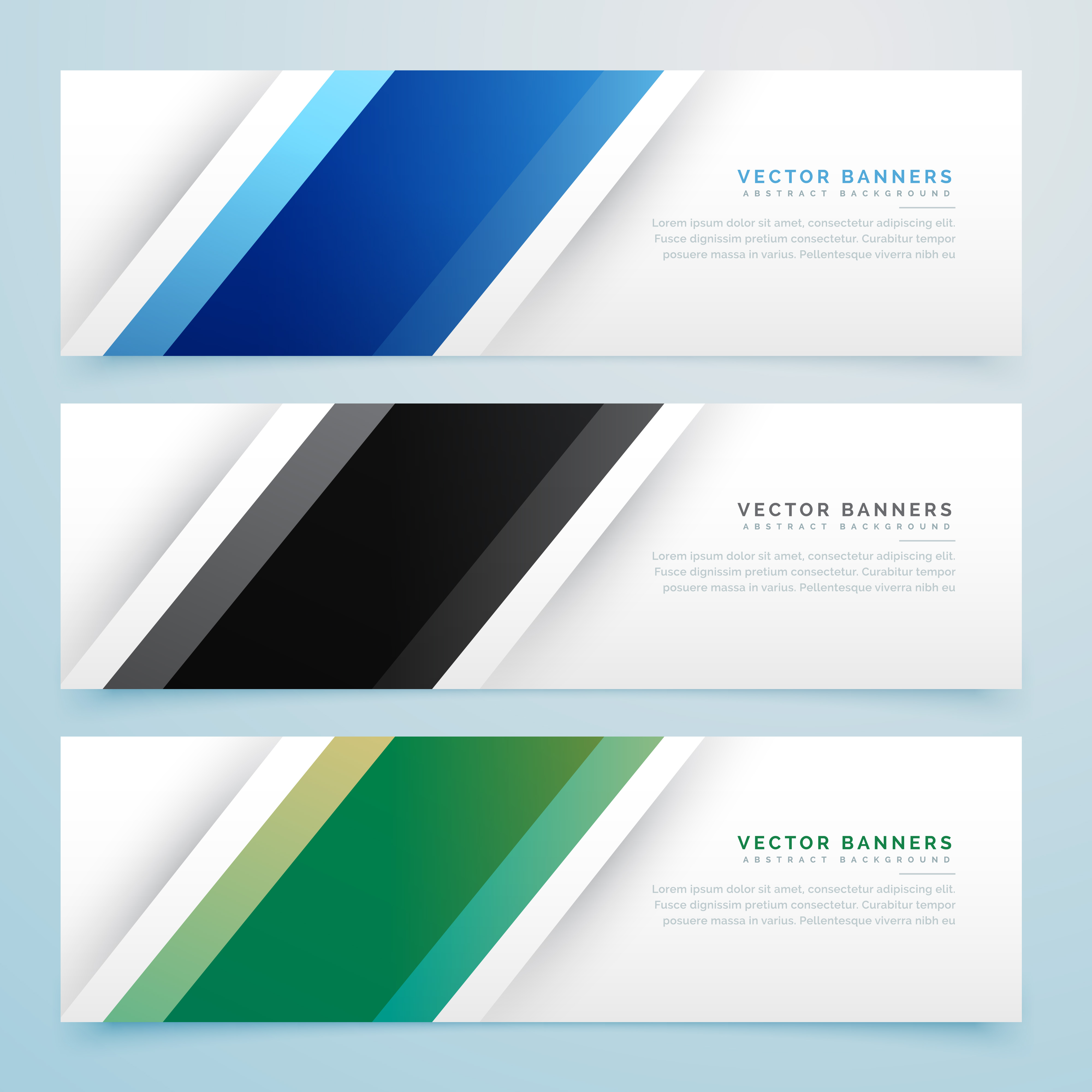  simple three color banner headers set Download Free 