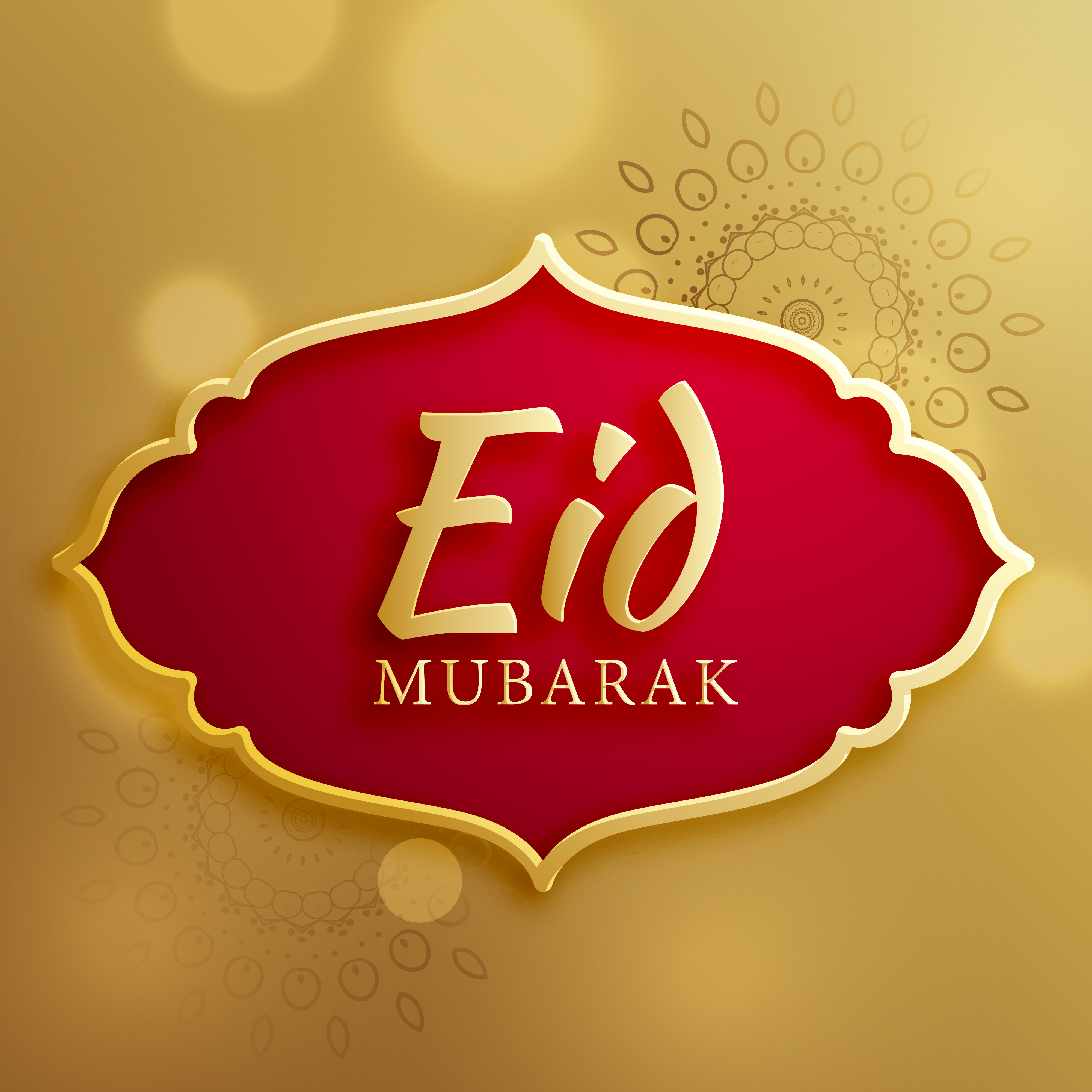 Eid mubarak festival greeting card on golden background 