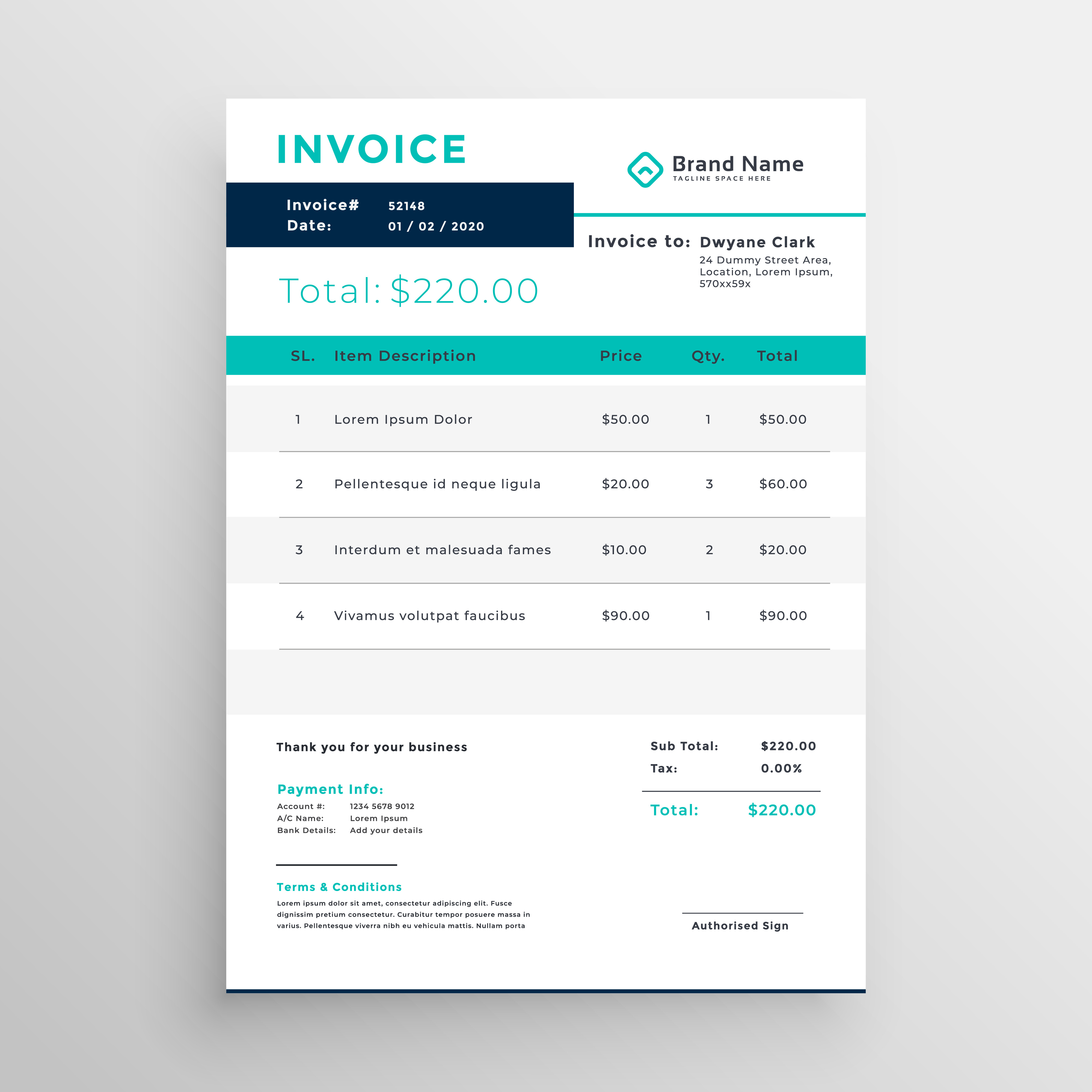 modern invoice template design for your business Download Free Vector