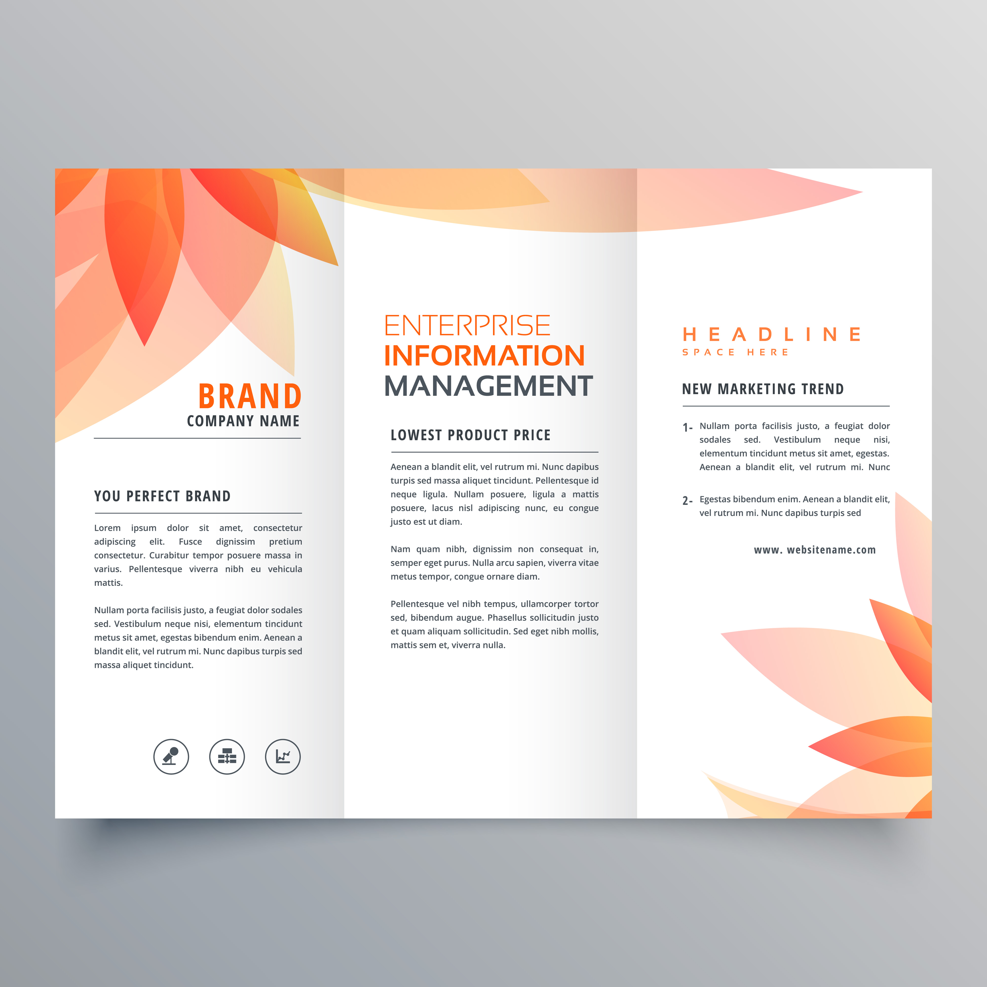 beautiful orange leaf tri fold business brochure vector design beautiful orange leaf tri fold business brochure vector design