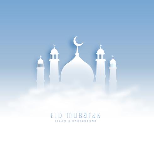 Eid mubarak background with mosque and clouds - Download 