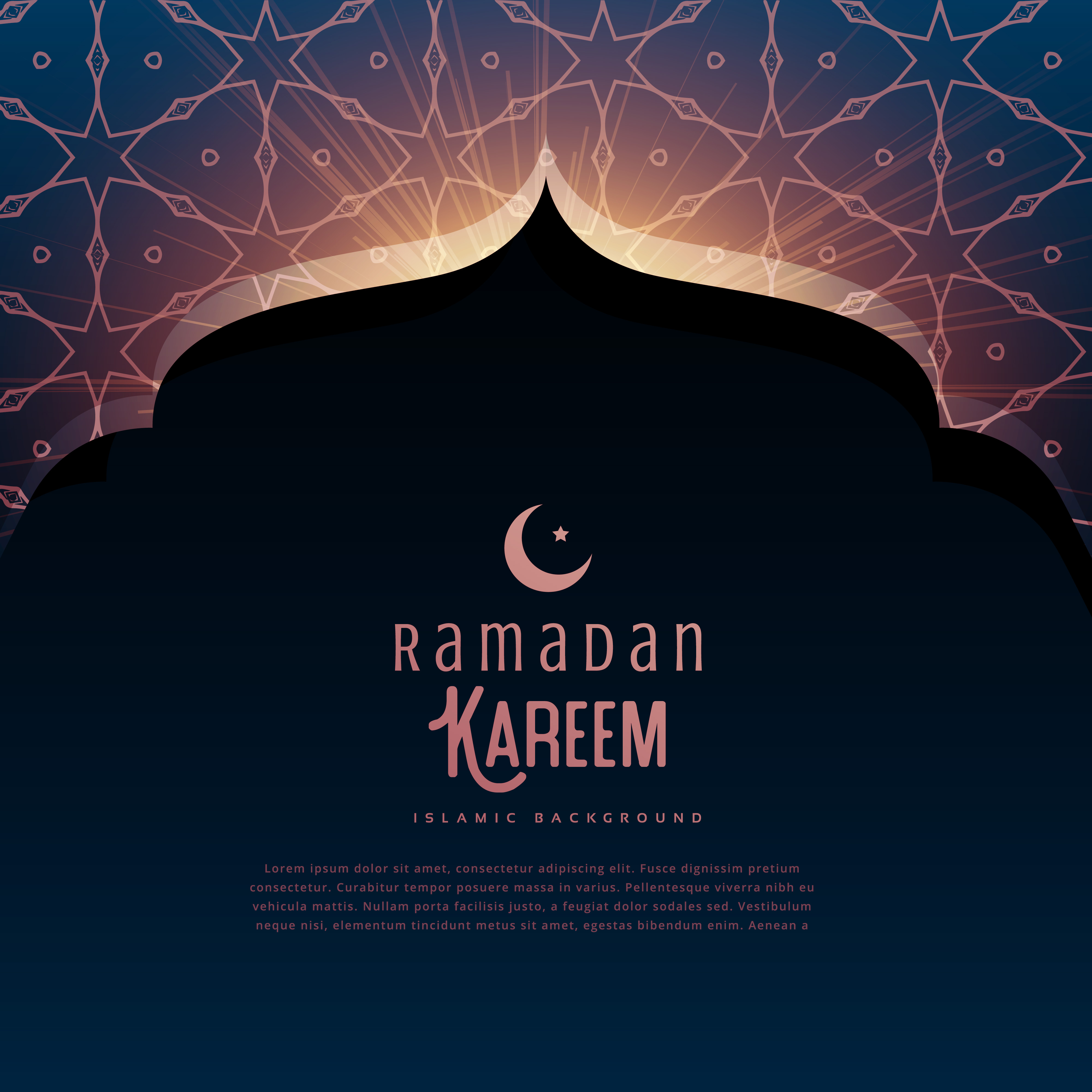 Ramadan kareem festival greeting with mosque door and 