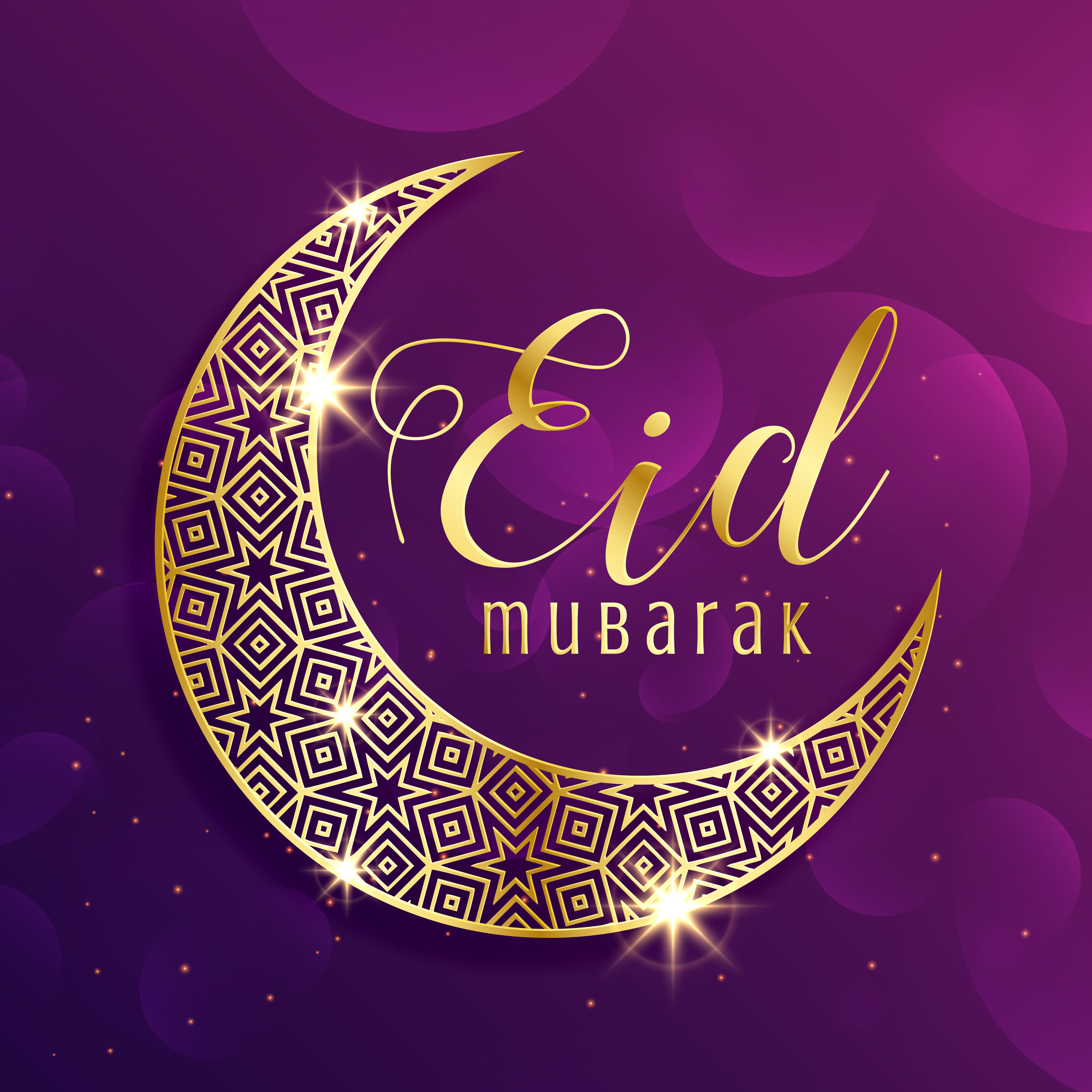 beautiful gold moon eid mubarak festival greeting background Download