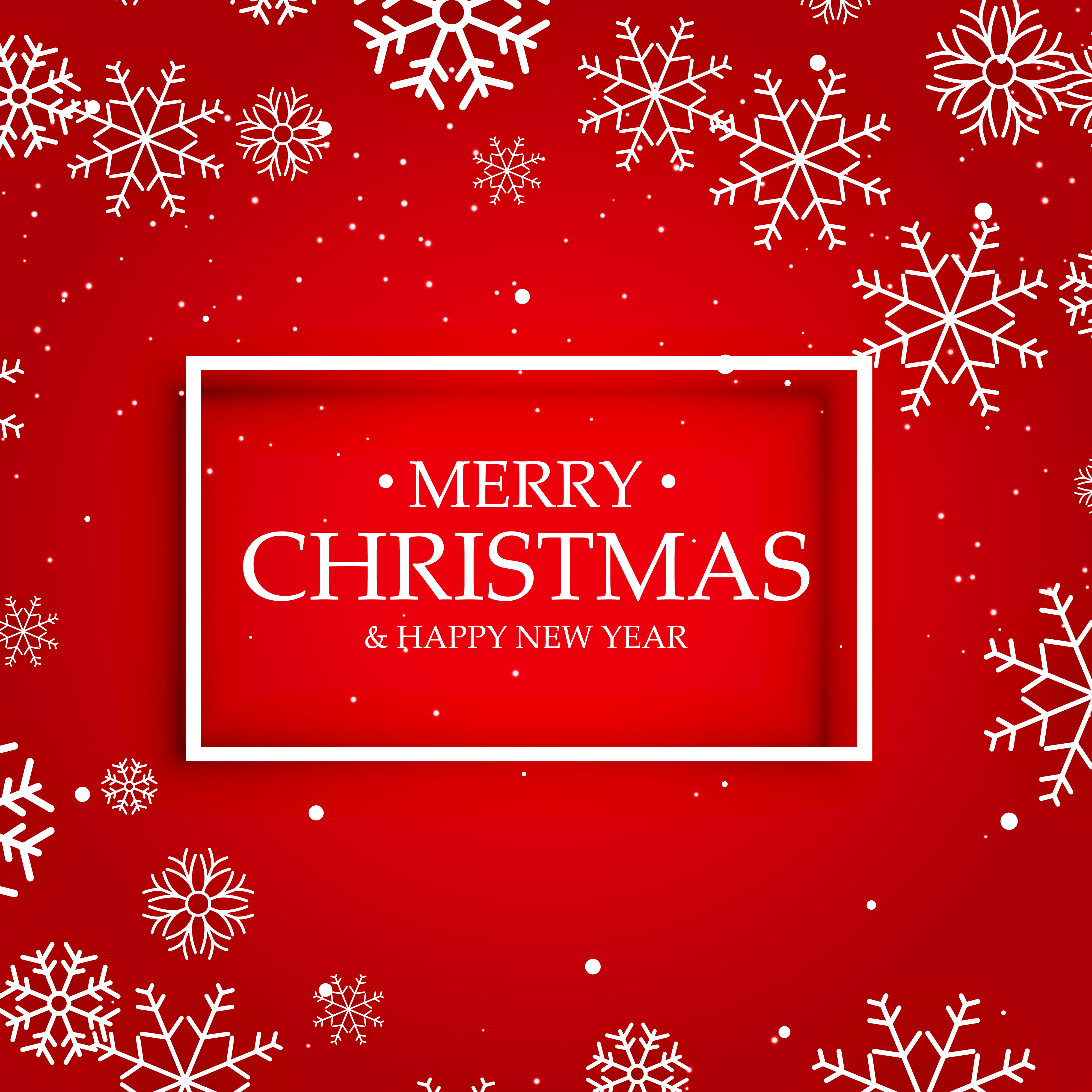 red background of merry christmas with white snowflakes - Download Free