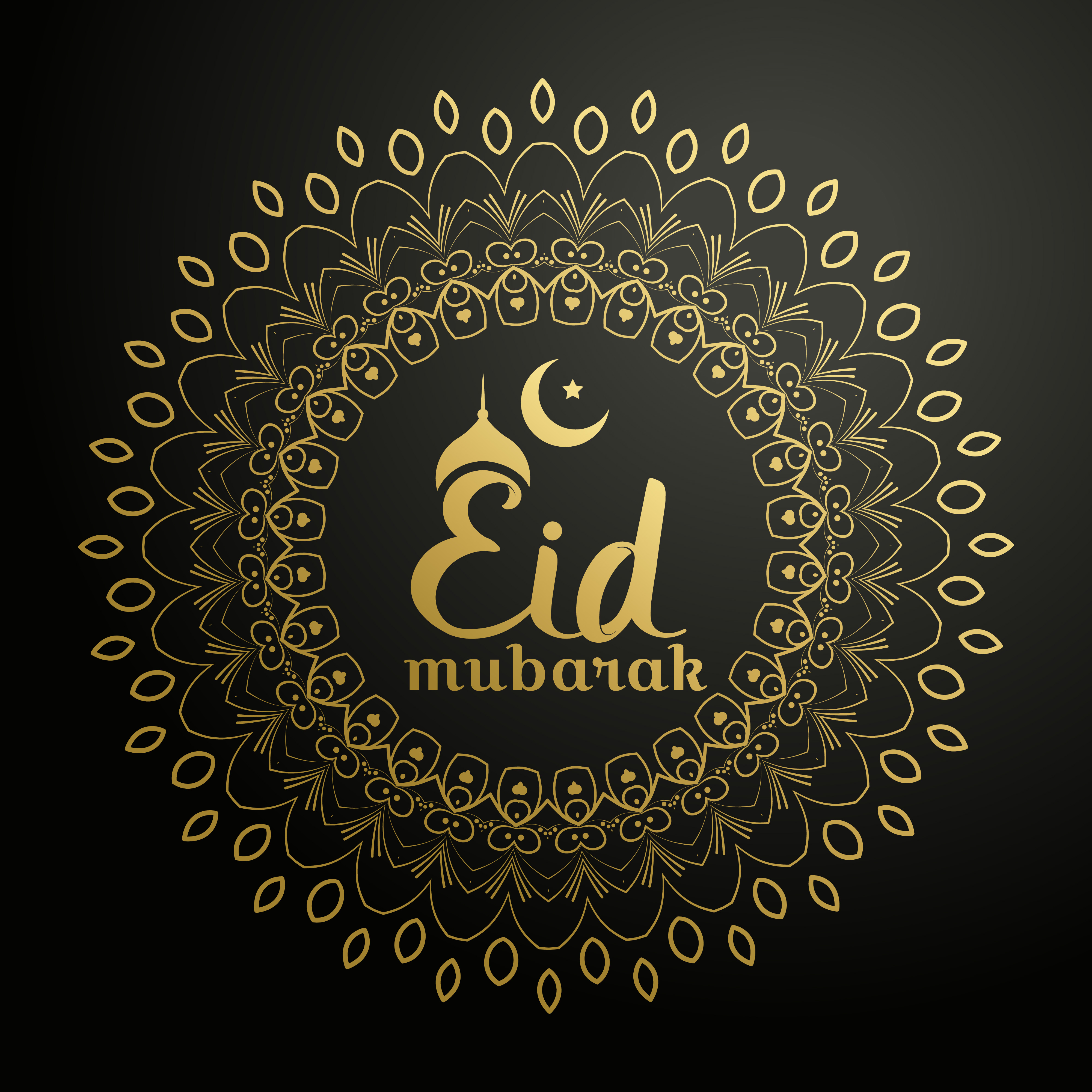 Eid mubarak background with golden mandala - Download Free 