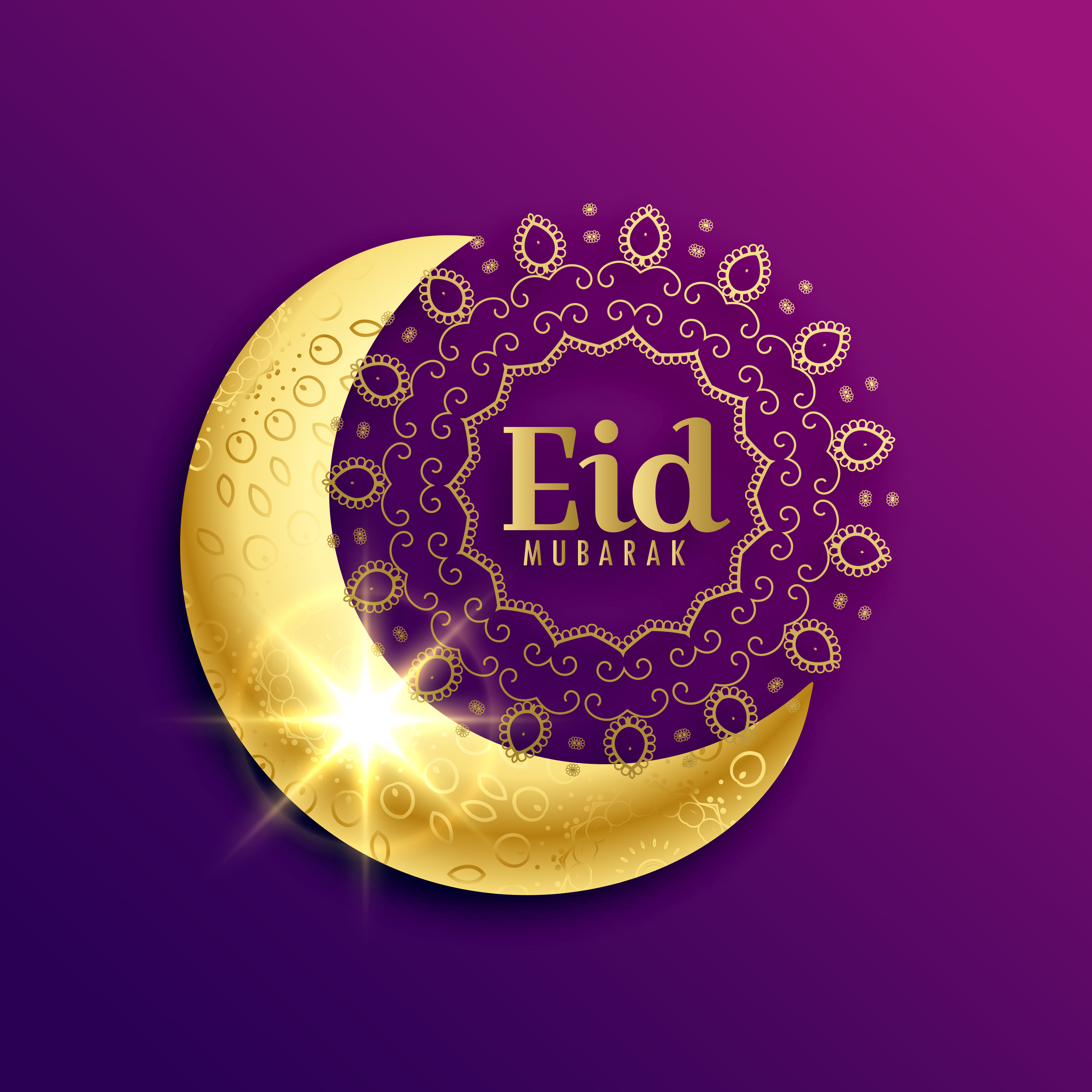 beautiful golden moon for eid mubarak muslim festival ...