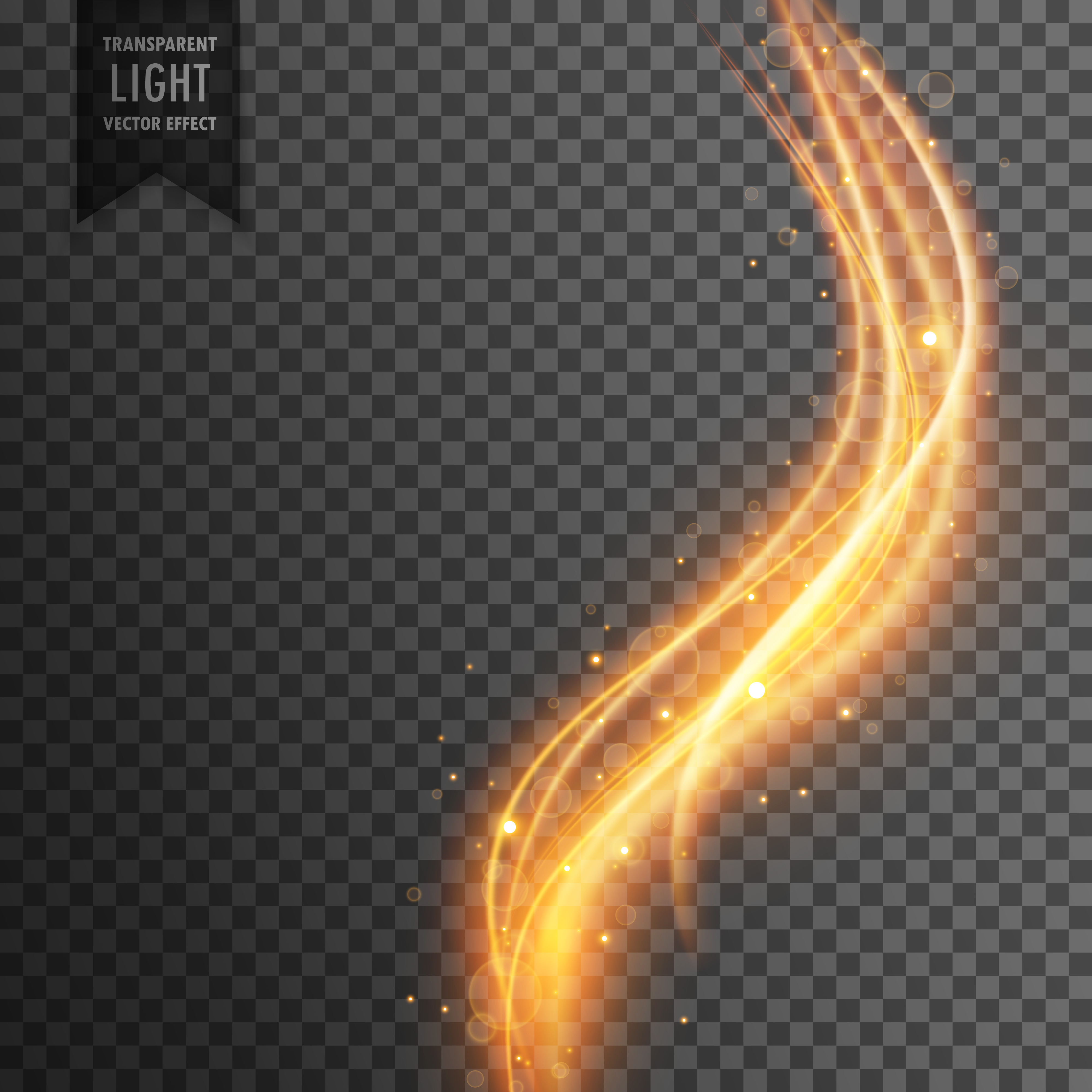 magical transparent light effect in wave style and golden sparkl