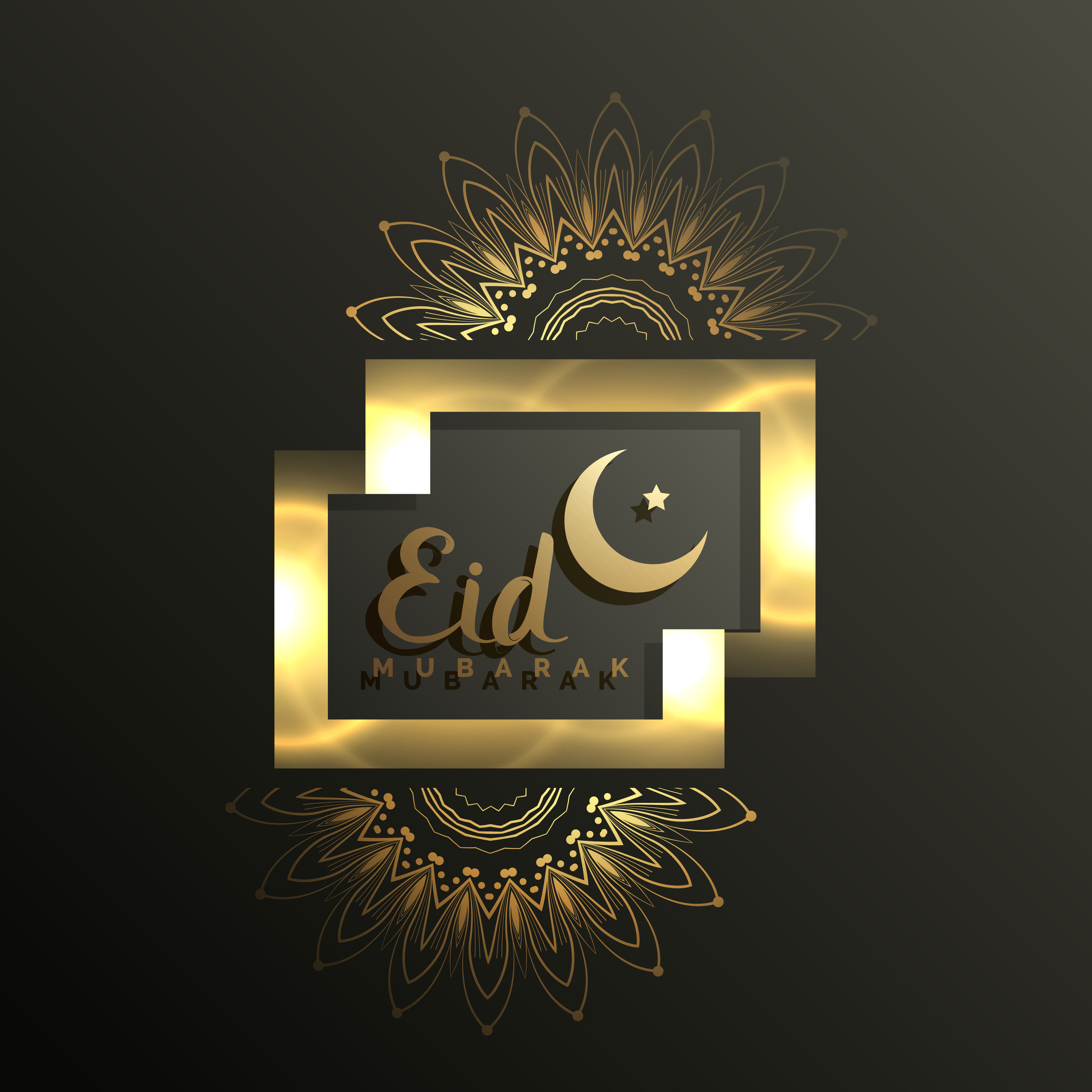 golden eid mubarak card design for muslim festival