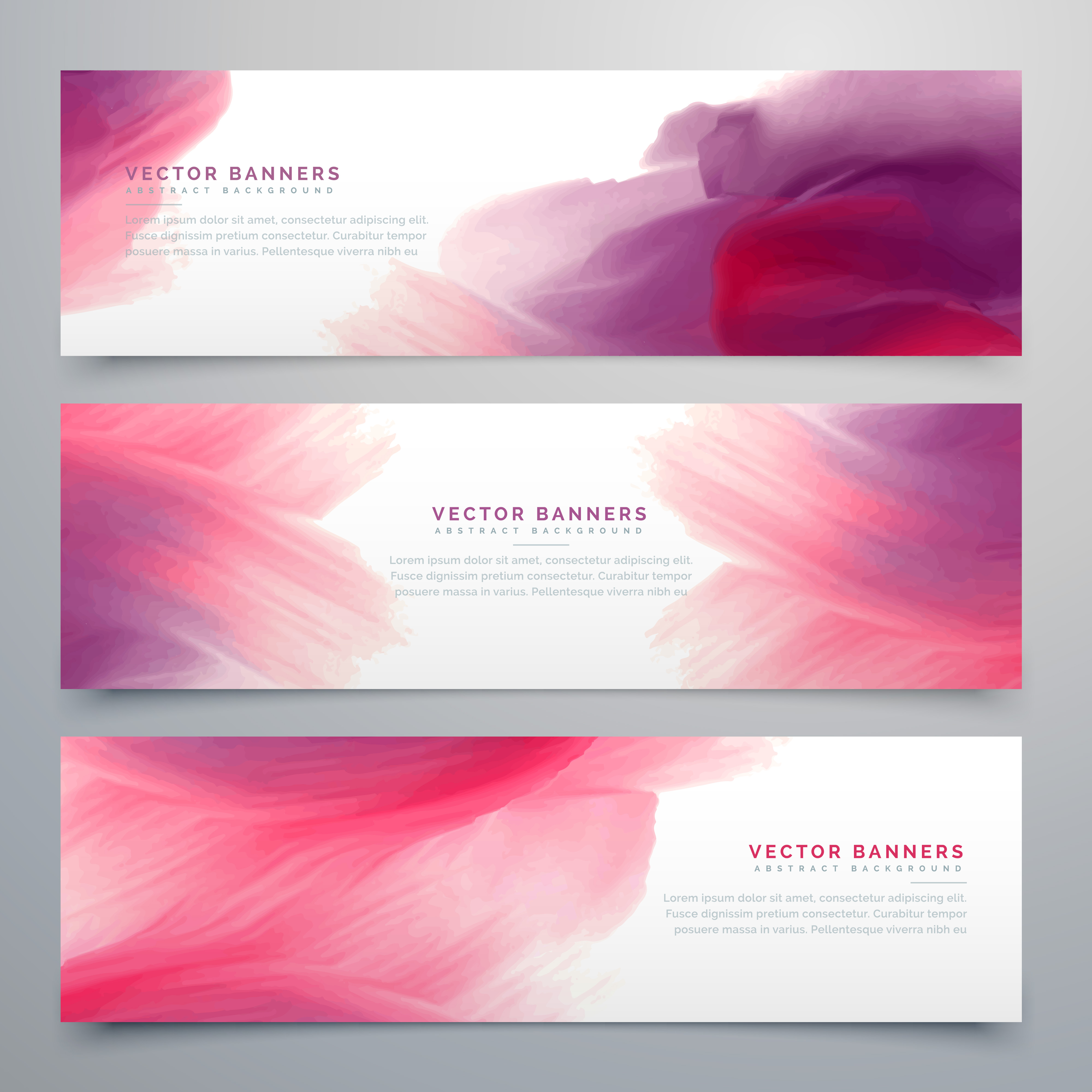 pink watercolor  banners set template  Download Free 