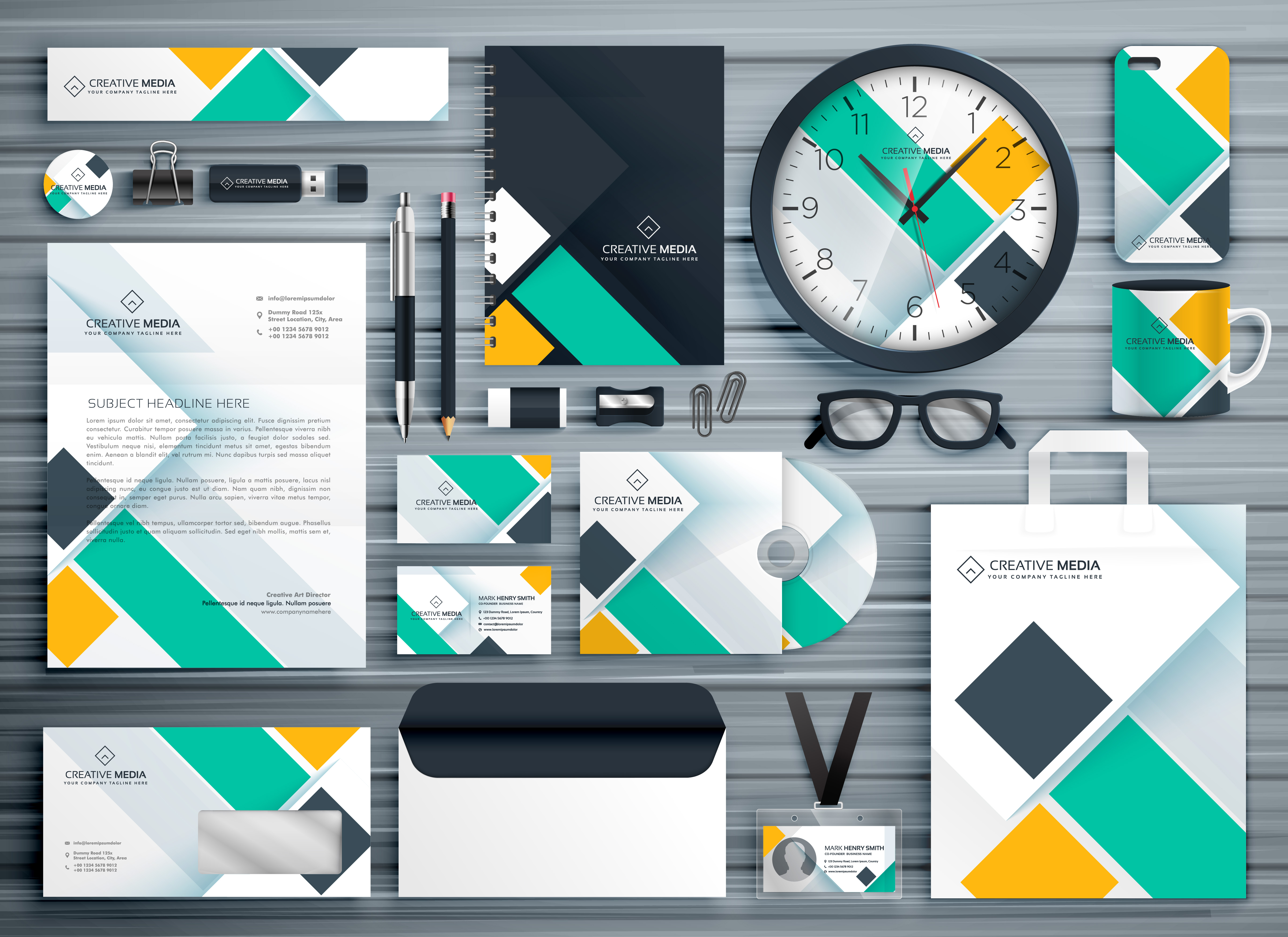 professional business stationery template vector design - Download Free