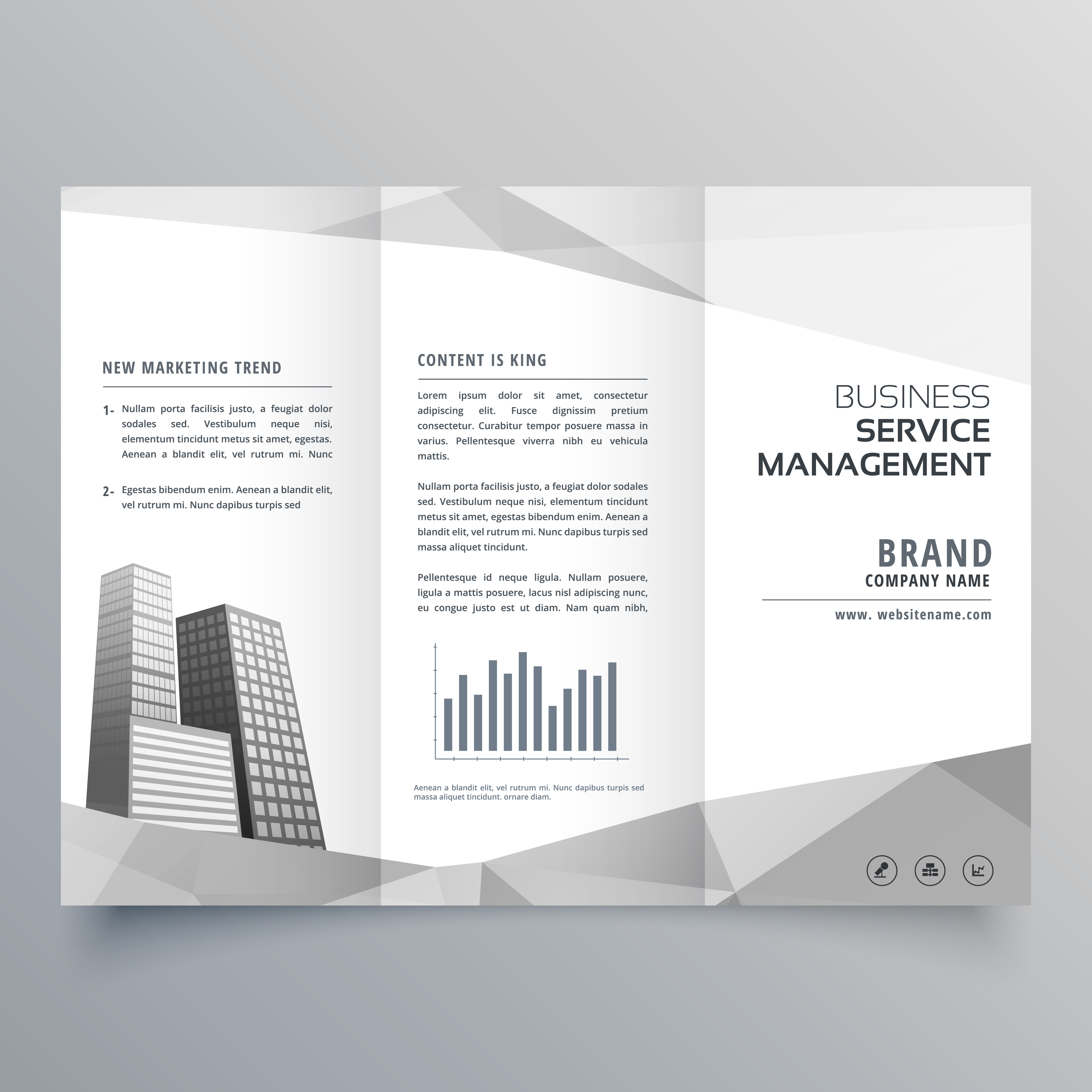 amazing trifold brochure design with business on gray geometric