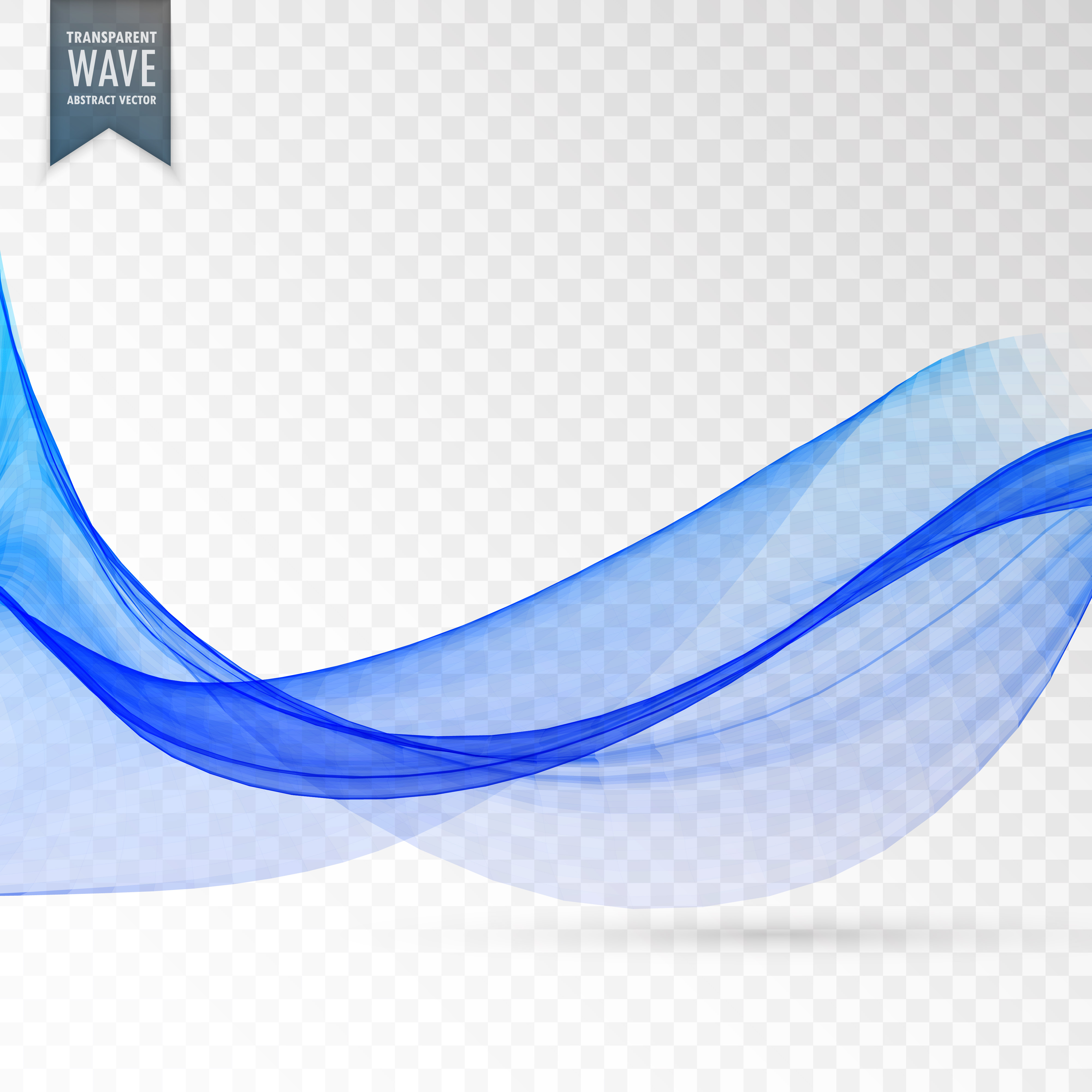 abstract blue smooth wave on transparent background