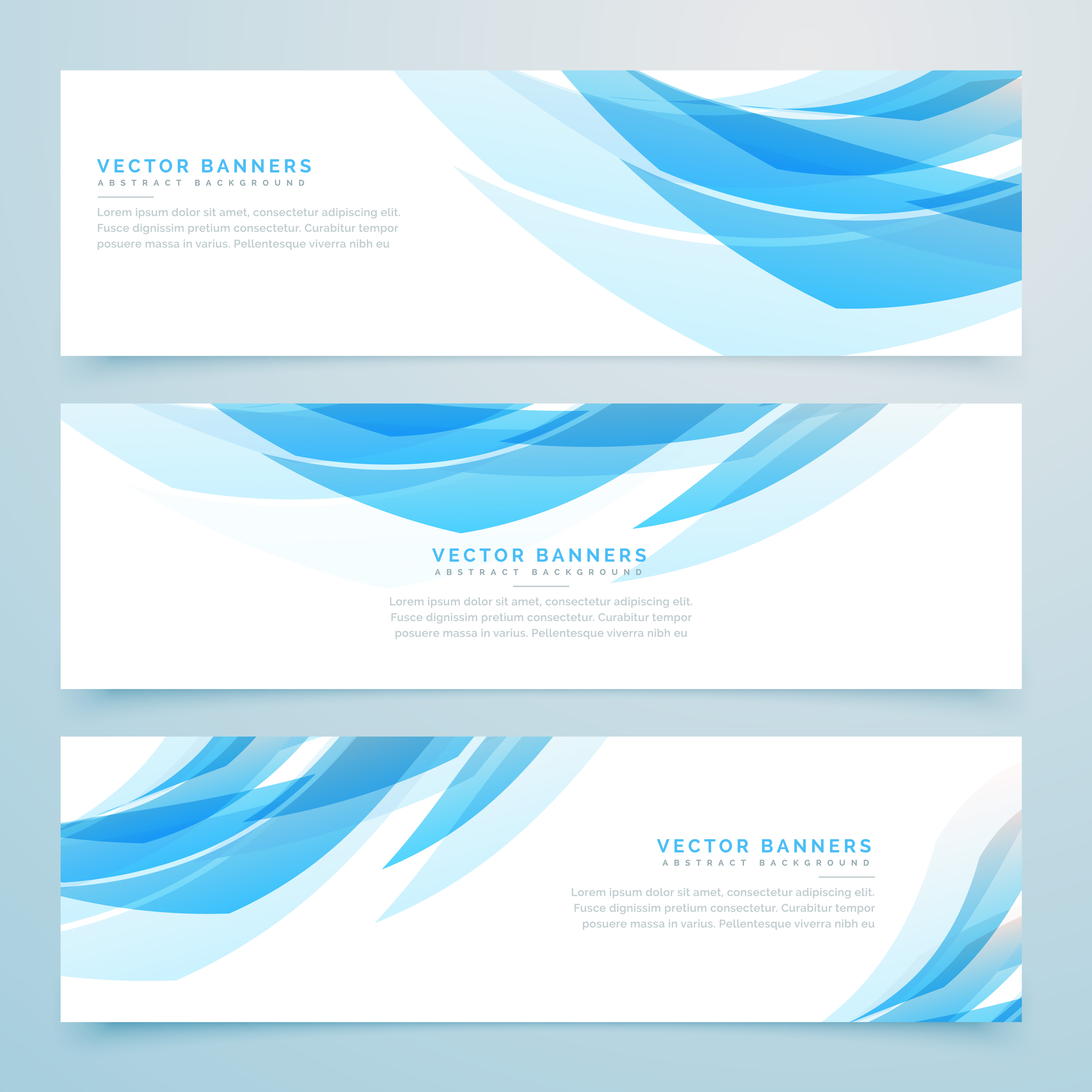 abstract light blue banners set design - Download Free Vector Art