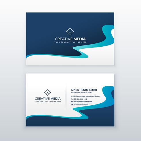 awesome blue wavy business card design for your brand