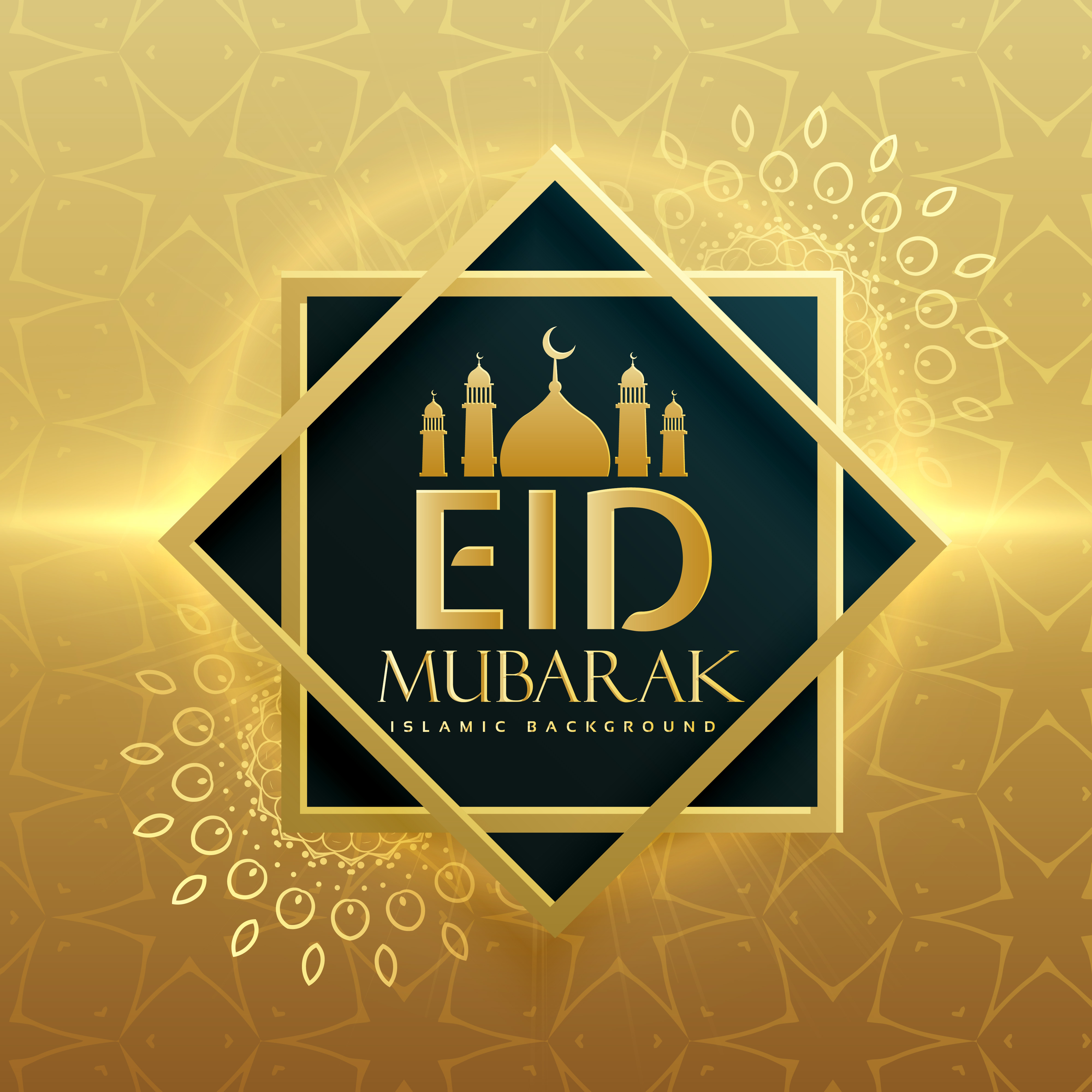 Premium eid mubarak islamic festival greeting card design 