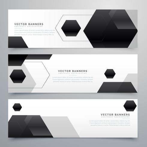 abstract hexagonal black header banners background