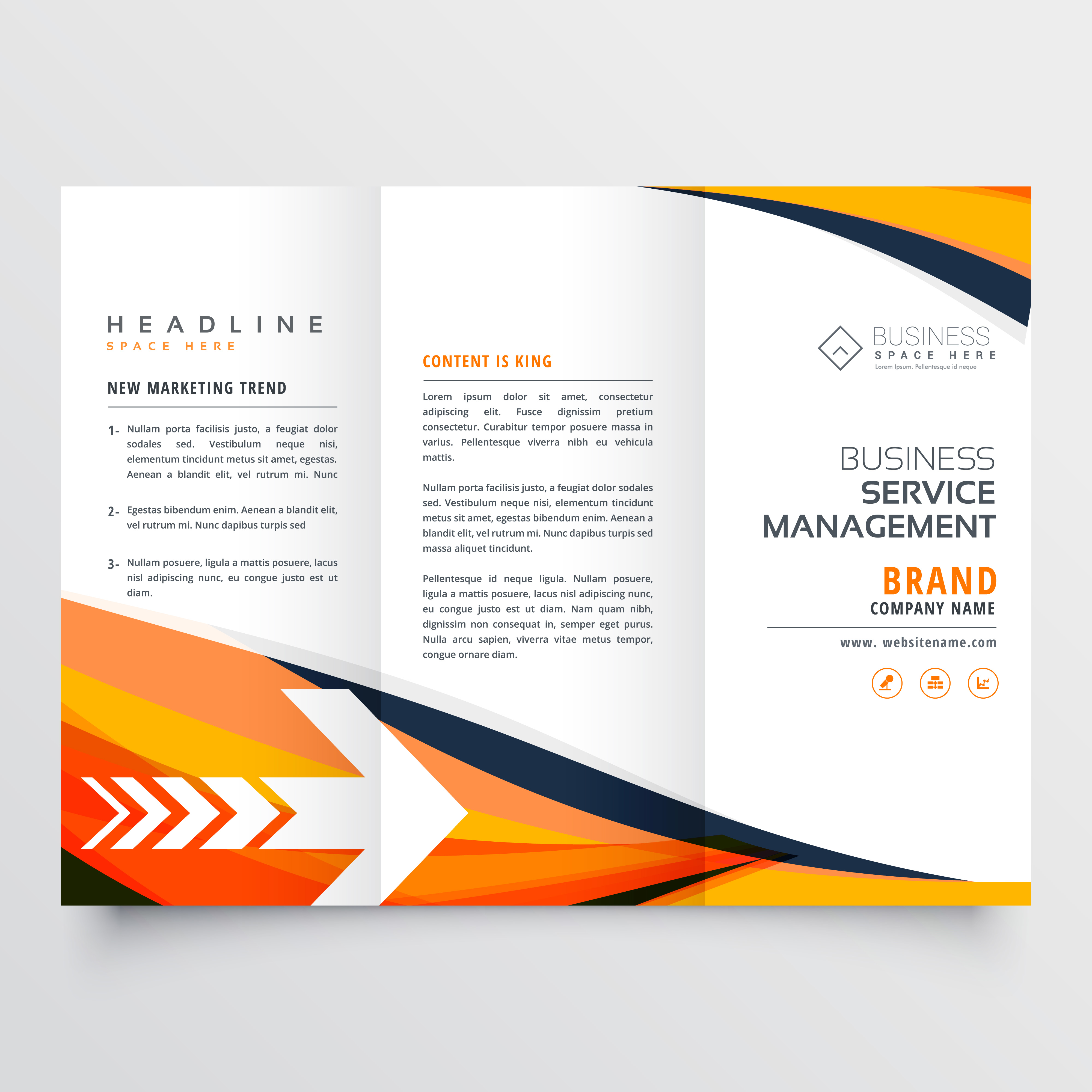orange business tri fold leaflet brochure design flyer annual re