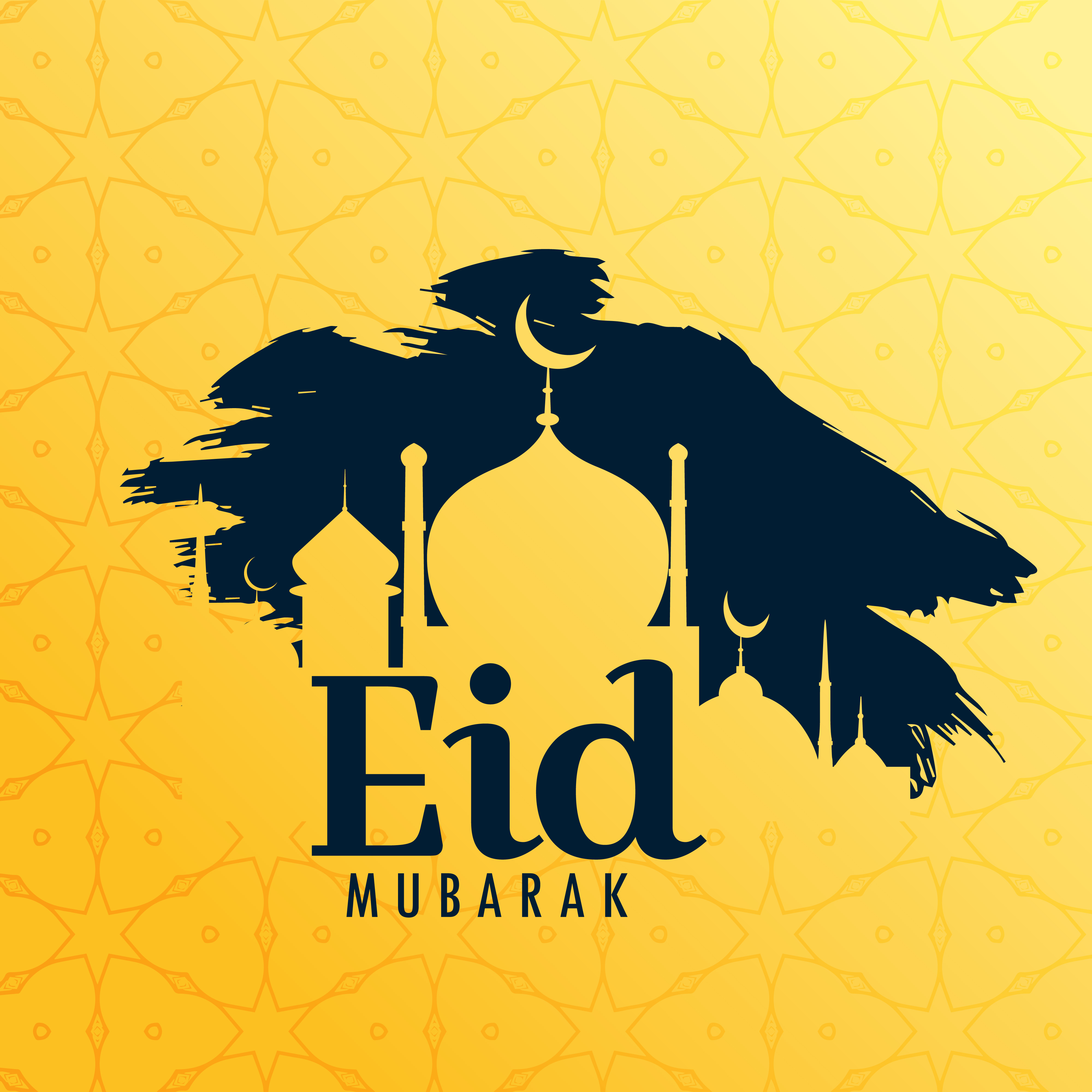 Eid festival greeting background with mosque shape and 