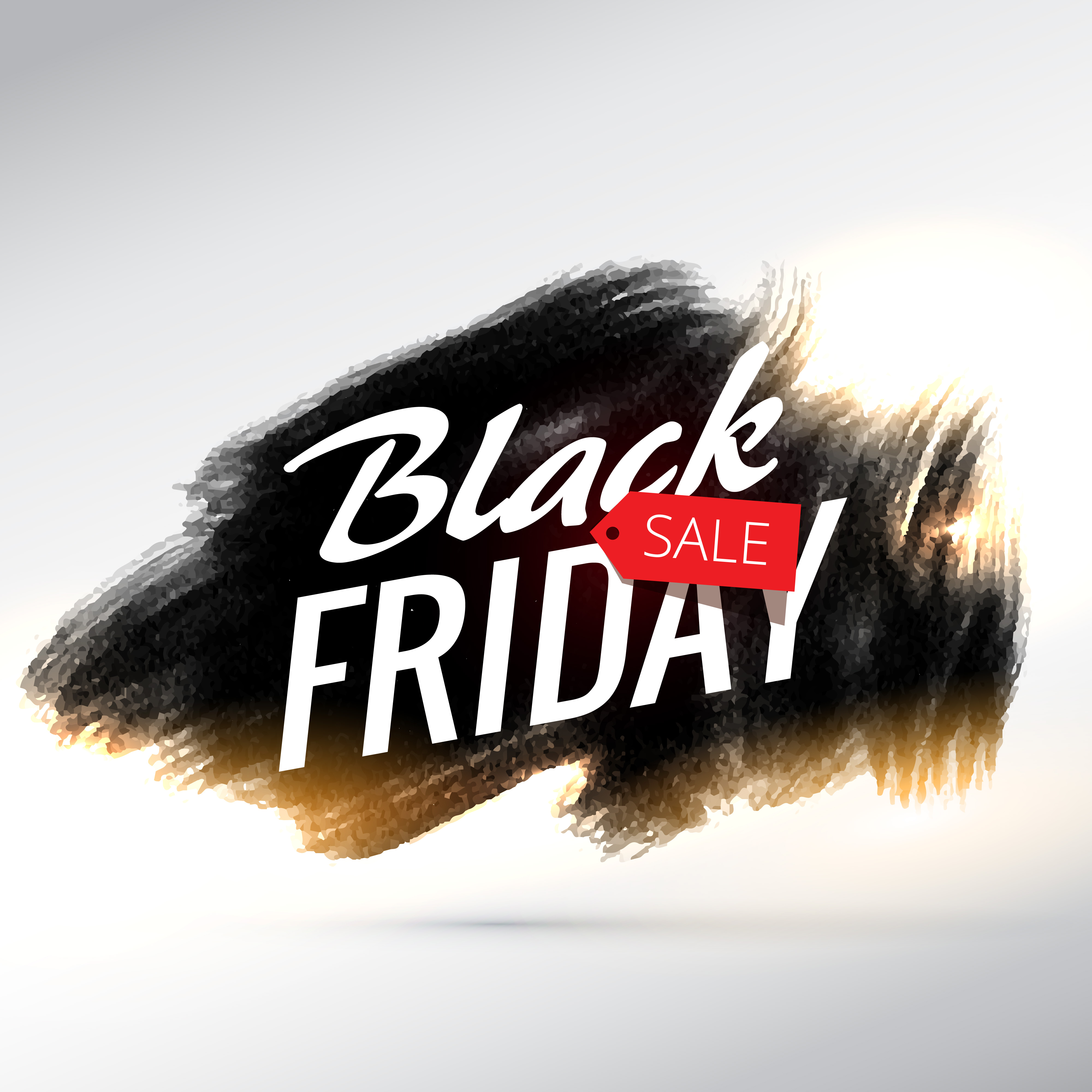 black friday sale poster design with brush paint effect and yell