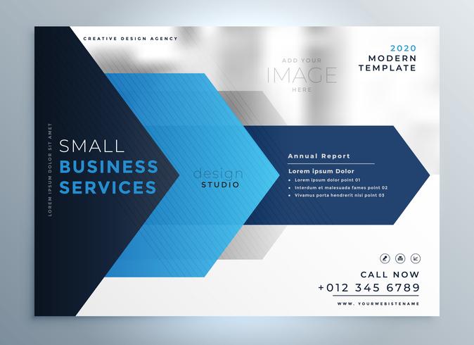 business presentation template design in blue geometric shape st
