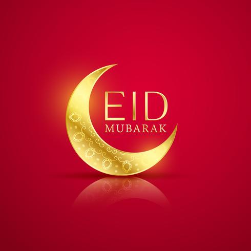 Elegant eid mubarak background with crescent moon 