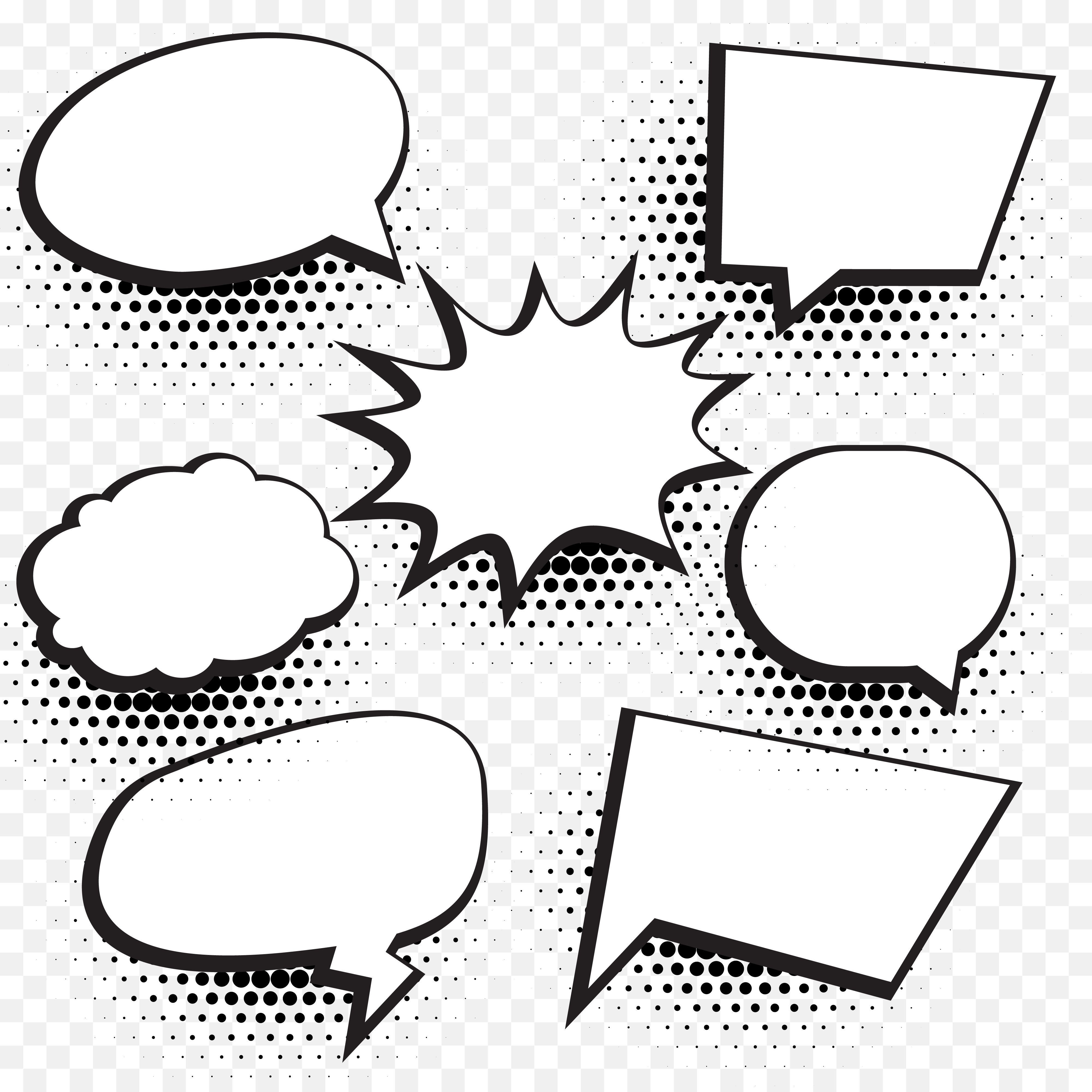 Download empty comic chat bubble and element background set with ...