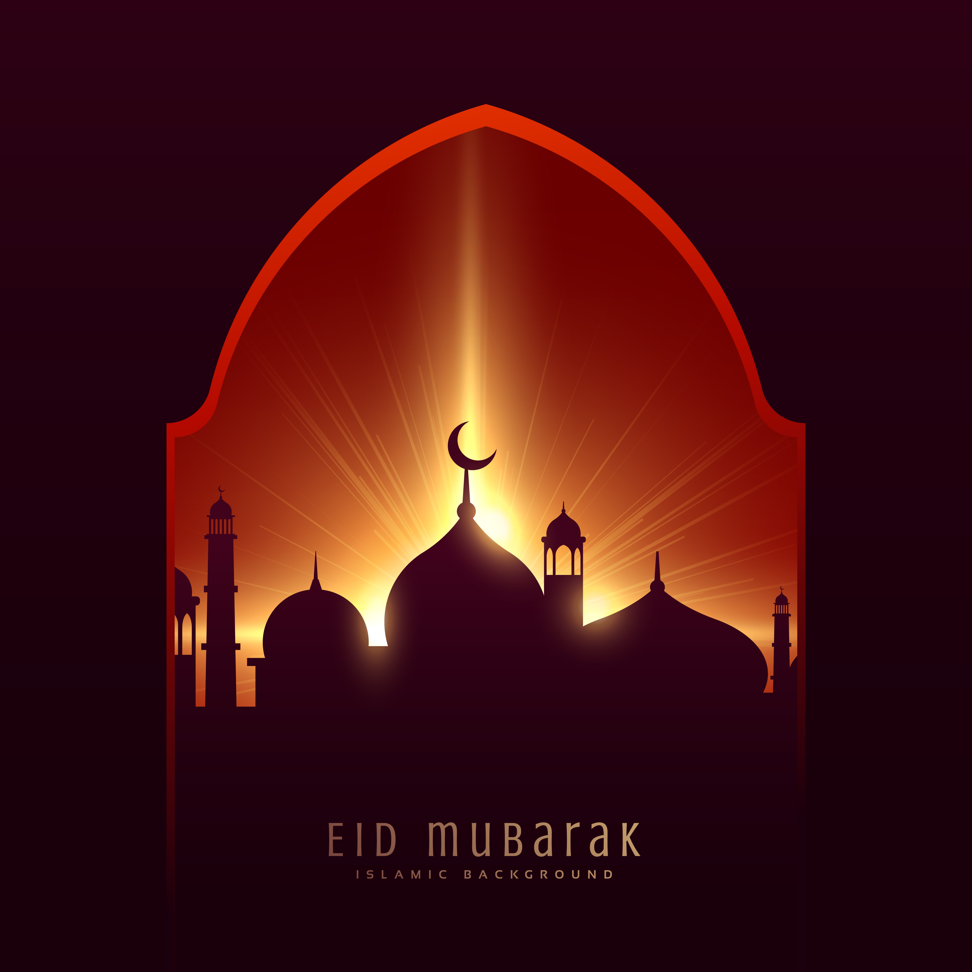 Festival greeting for muslim eid mubarak with mosque and 