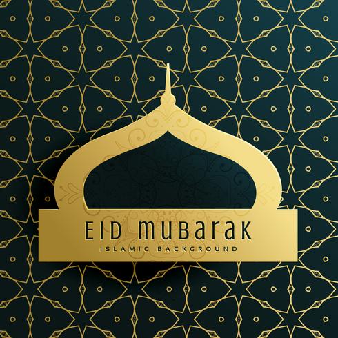 Elegant eid mubarak greeting card design with islamic 