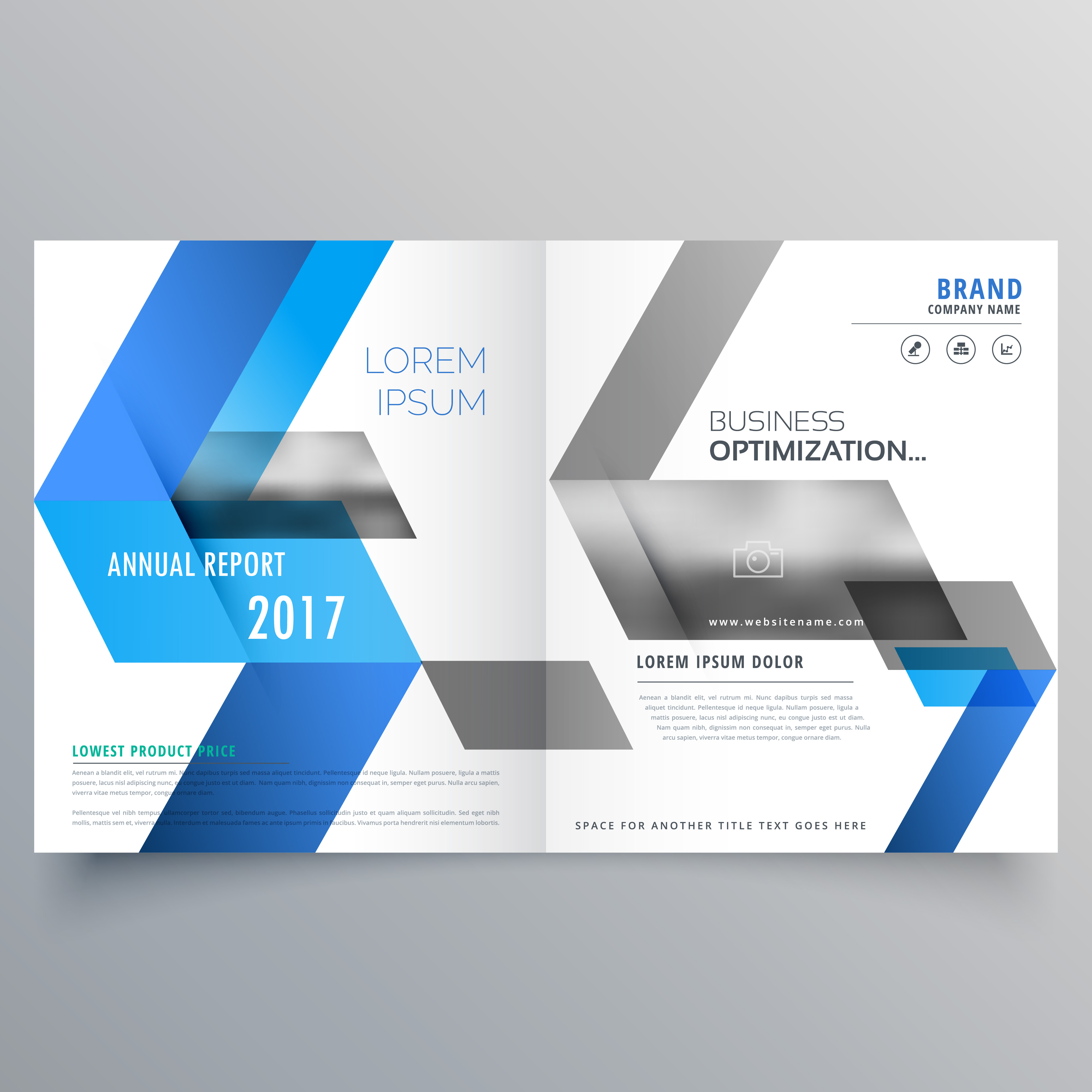 modern booklet cover page design template with abstract blue sha