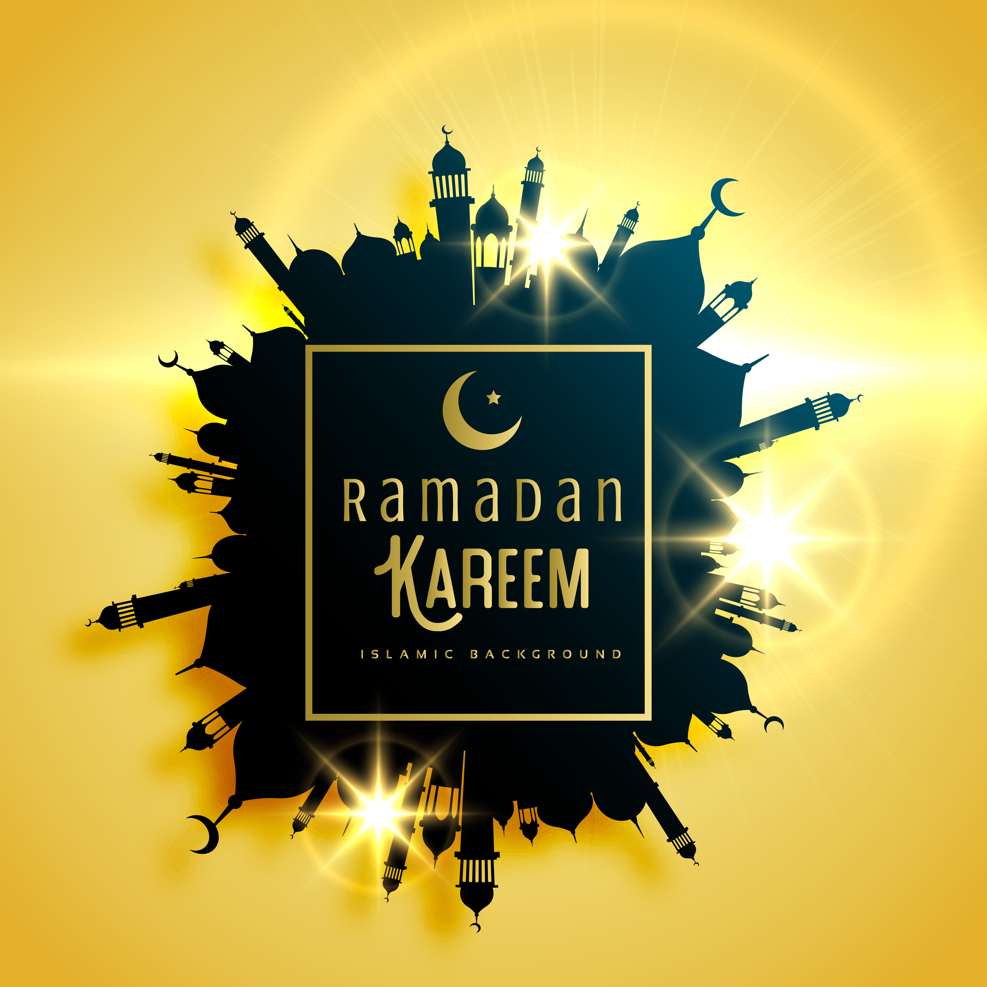 Beautiful ramadan kareem greeting card design with frame 