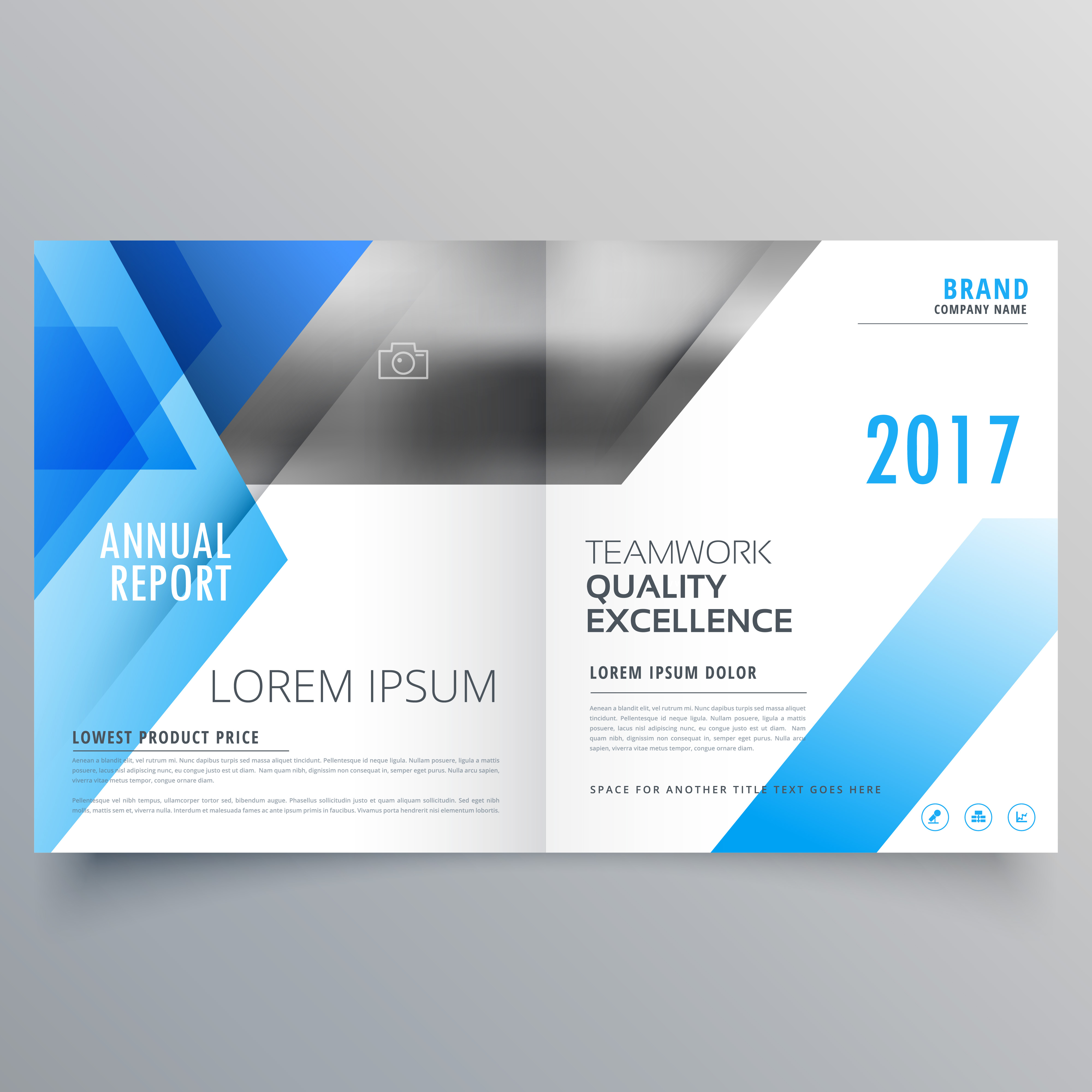 Booklet Page Cover Magazine Design With Blue Abstract Shapes Download 
